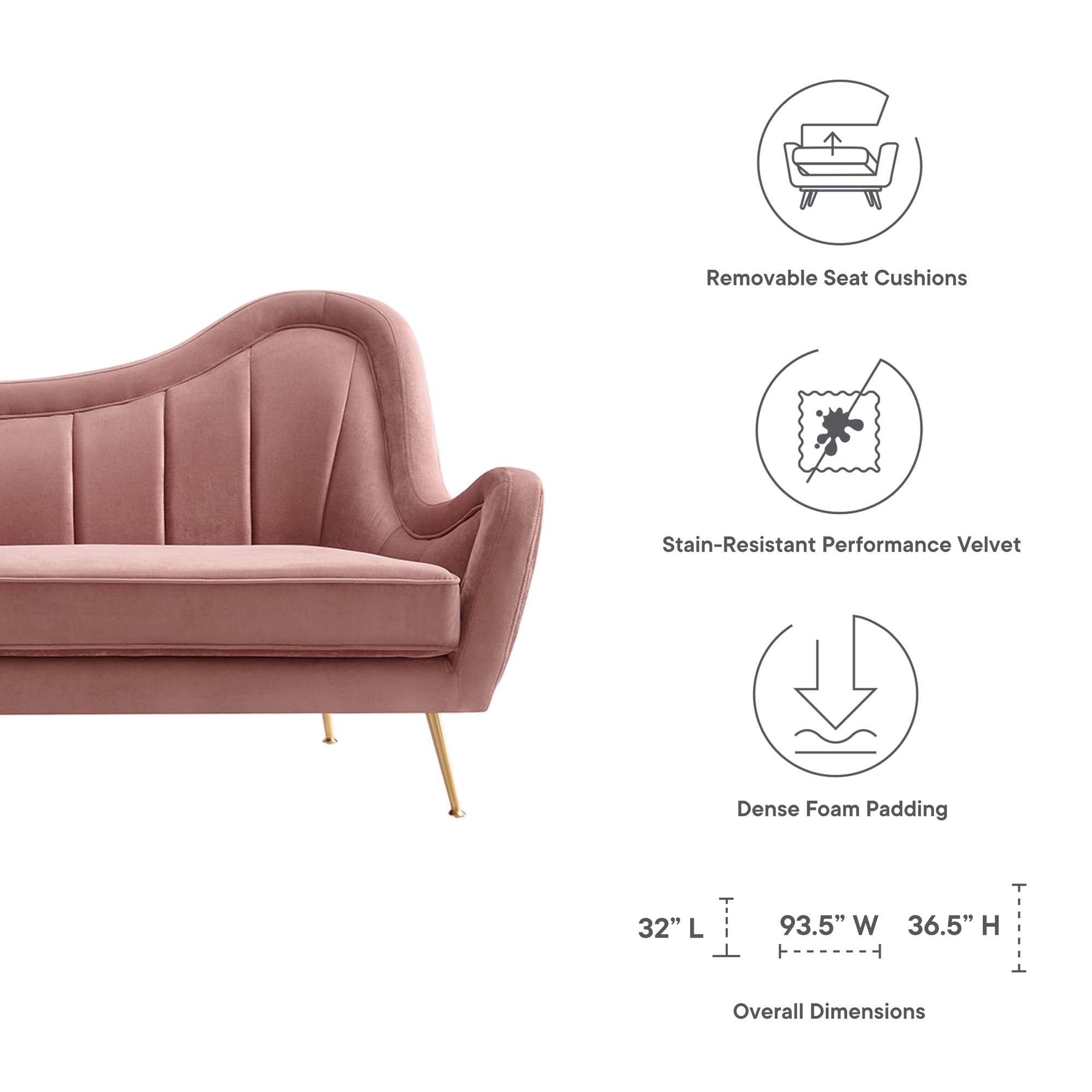 Cheshire Channel Tufted Performance Velvet Sofa - Emerald
