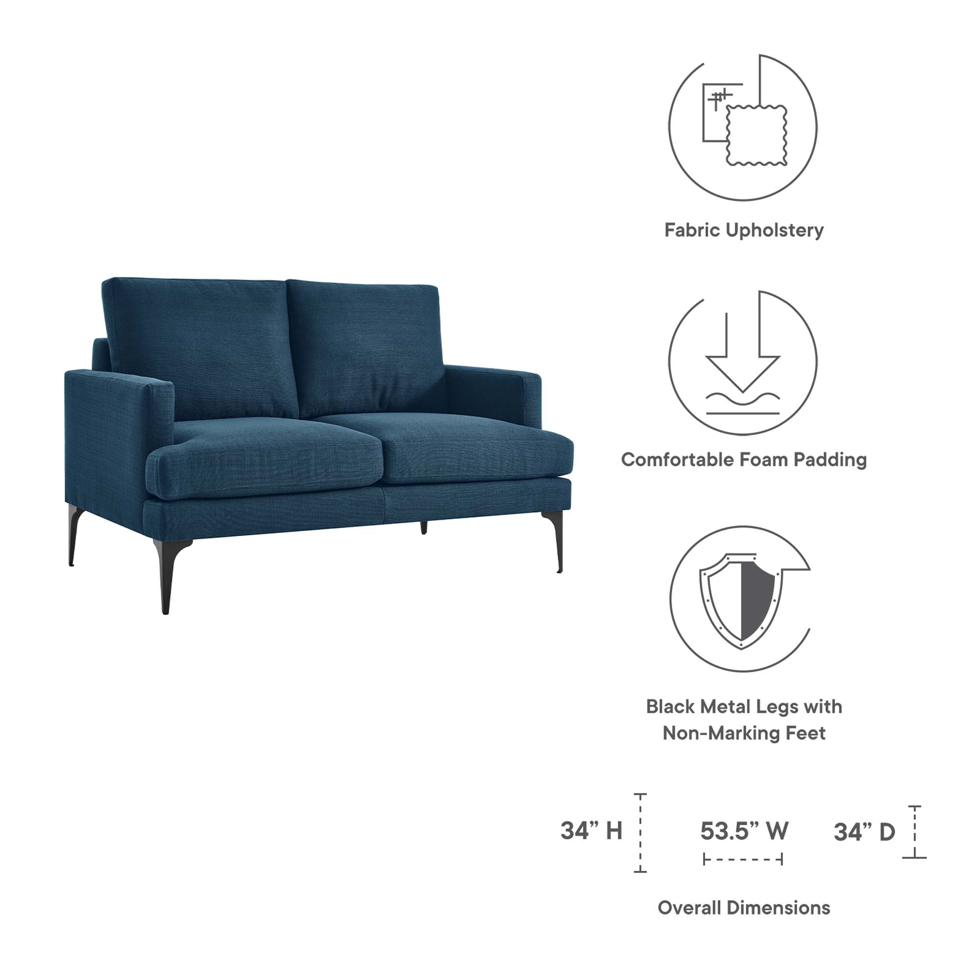 Evermore Upholstered Fabric Loveseat - Gray