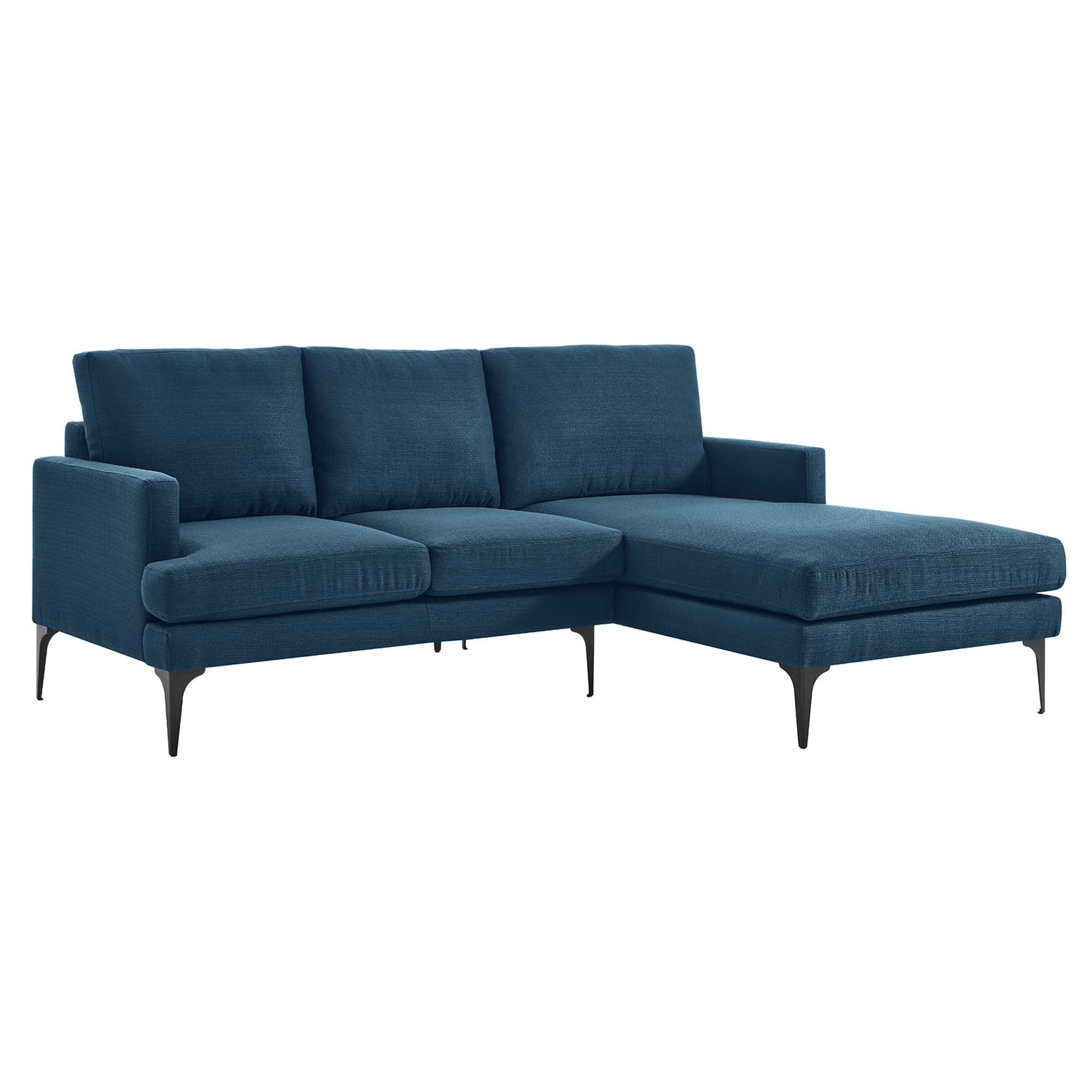 Evermore Right-Facing Upholstered Fabric Sectional Sofa - Azure