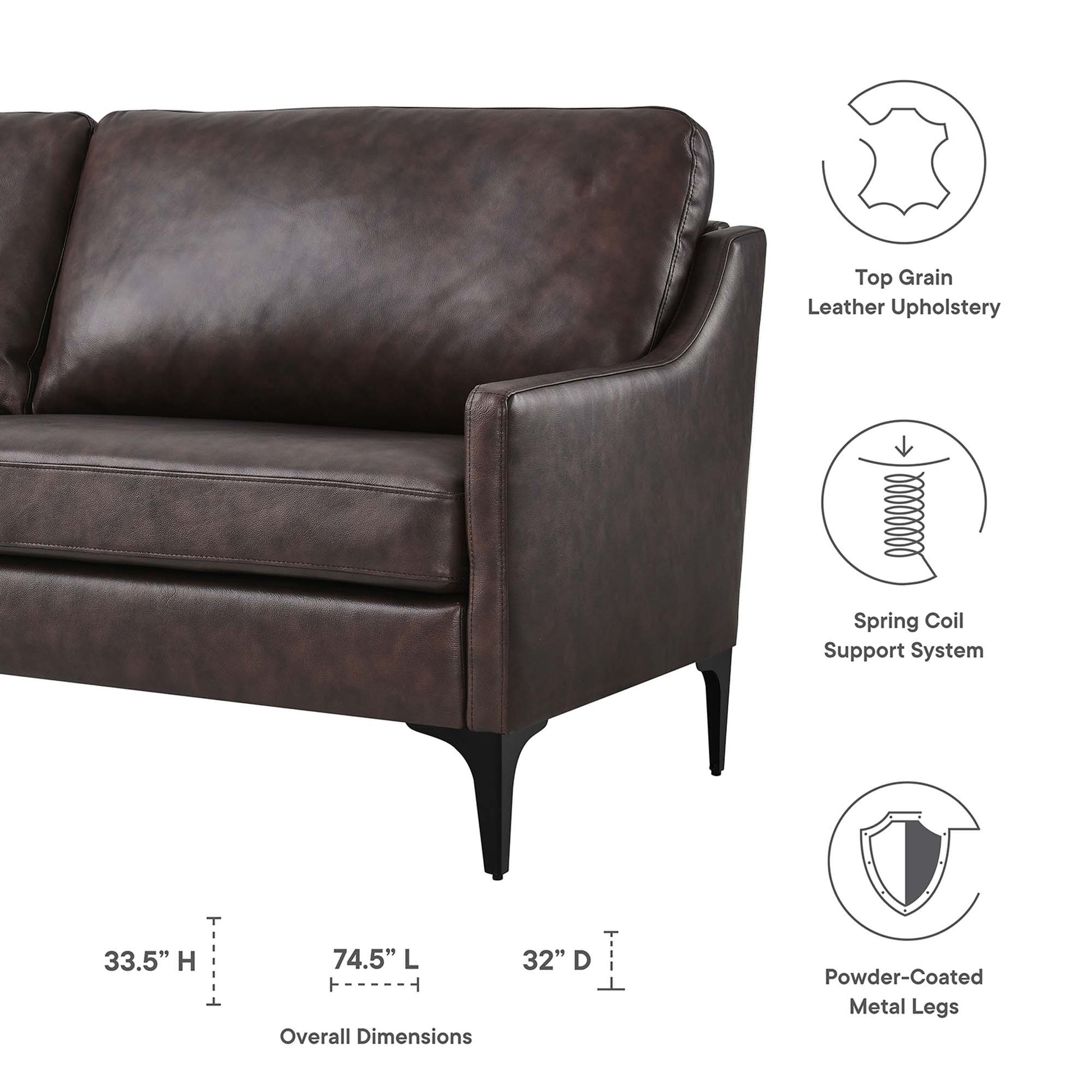Corland Leather Sofa - Gray