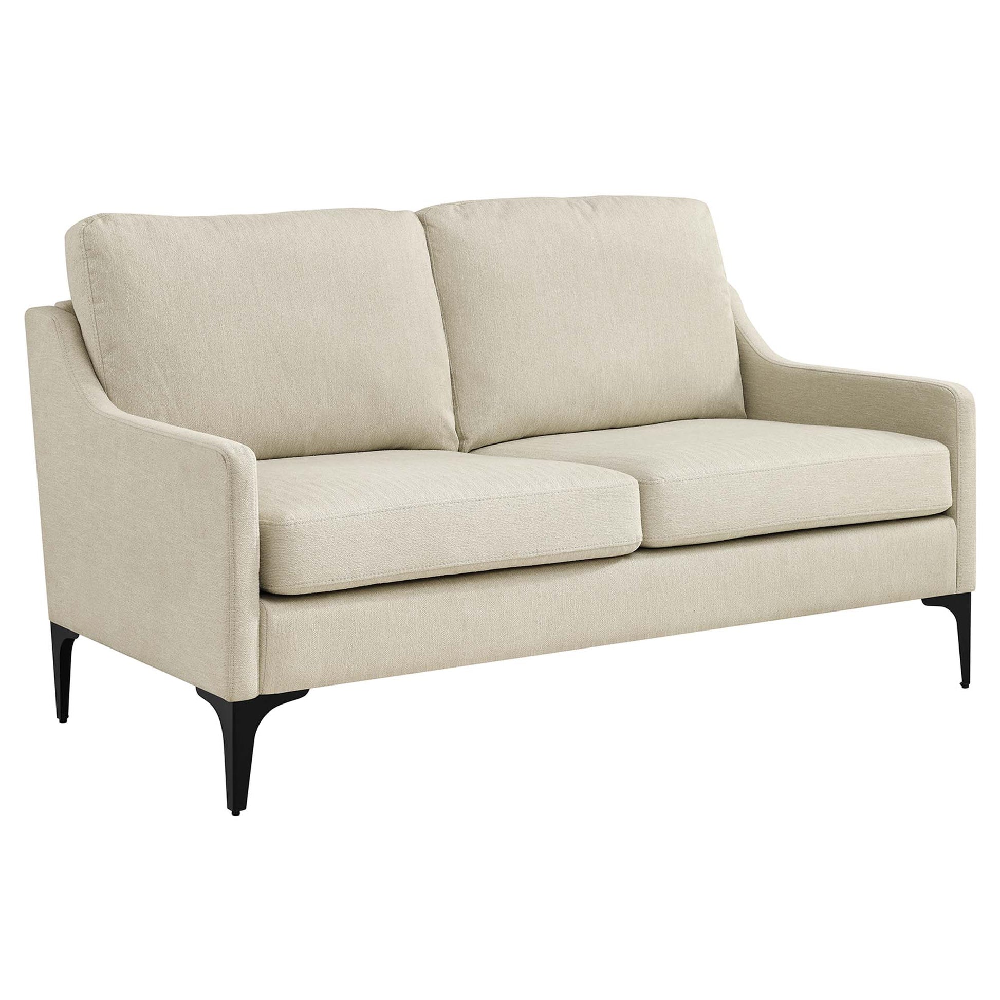 Corland Upholstered Fabric Loveseat - Beige