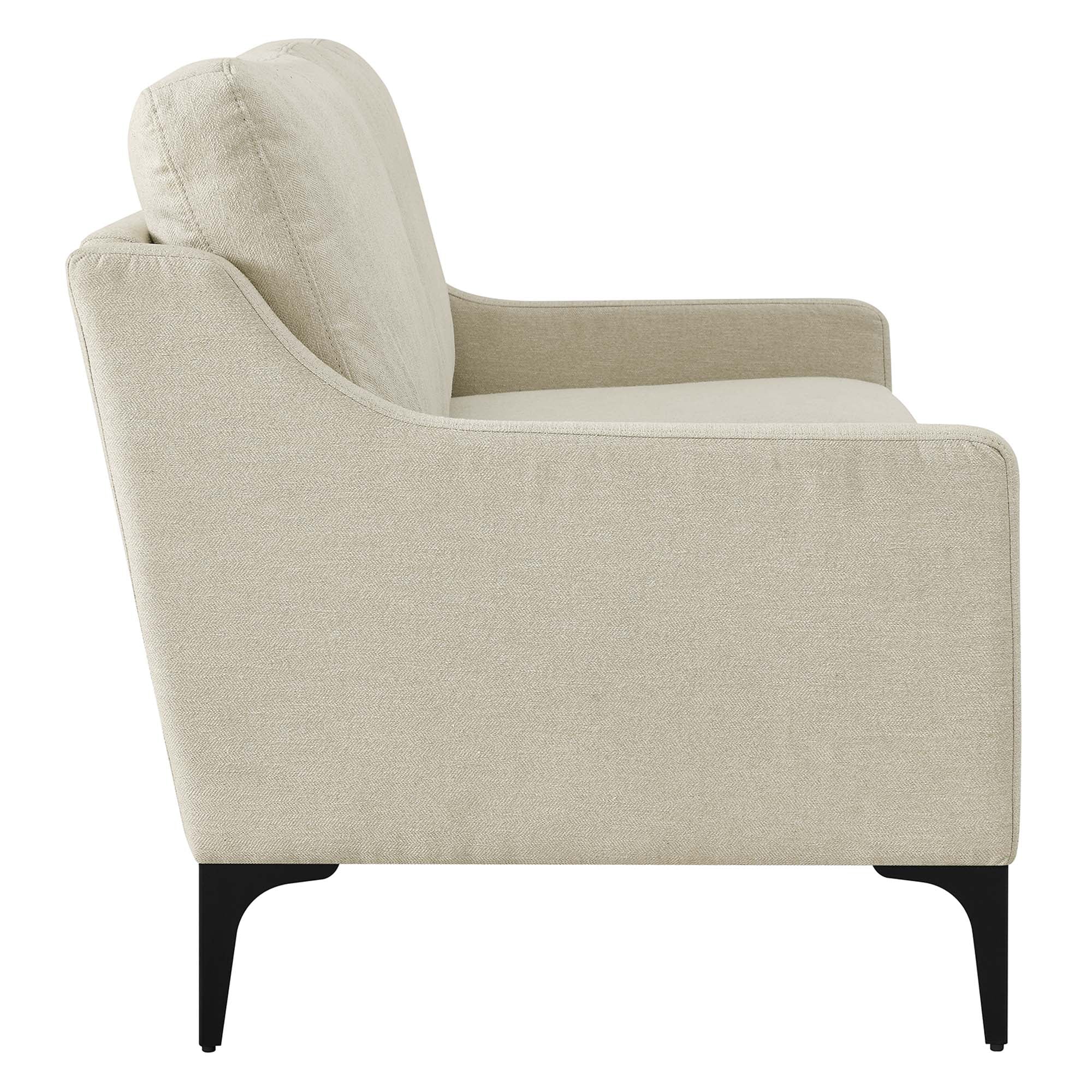 Corland Upholstered Fabric Loveseat - Light Gray