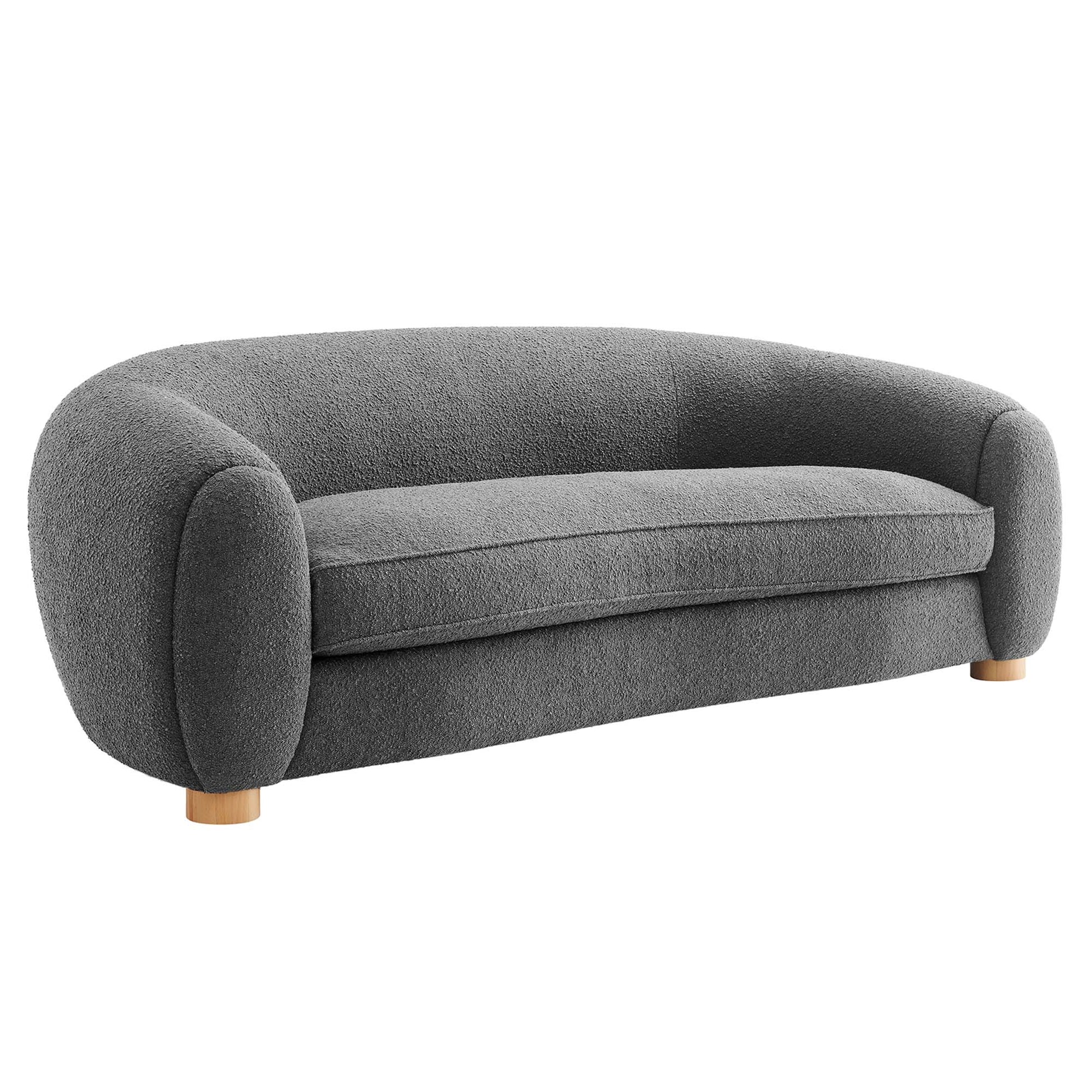 Abundant Boucle Upholstered Fabric Sofa - Charcoal