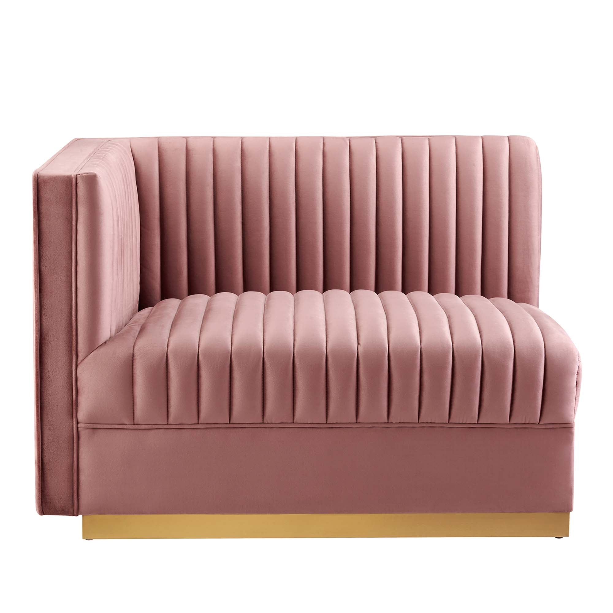 Sanguine Channel Tufted Performance Velvet Modular Sectional Sofa Left-Arm Chair - Navy