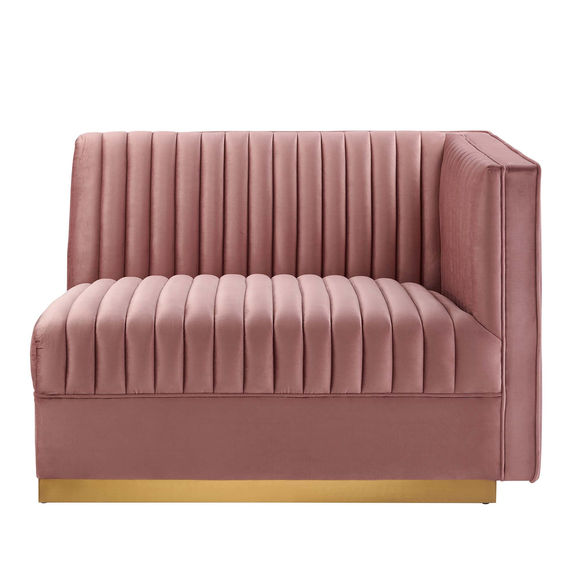 Sanguine Channel Tufted Performance Velvet Modular Sectional Sofa Right-Arm Chair - Navy Blue