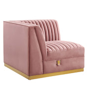 Sanguine Channel Tufted Performance Velvet Modular Sectional Sofa Left Corner Chair - Dusty Rose