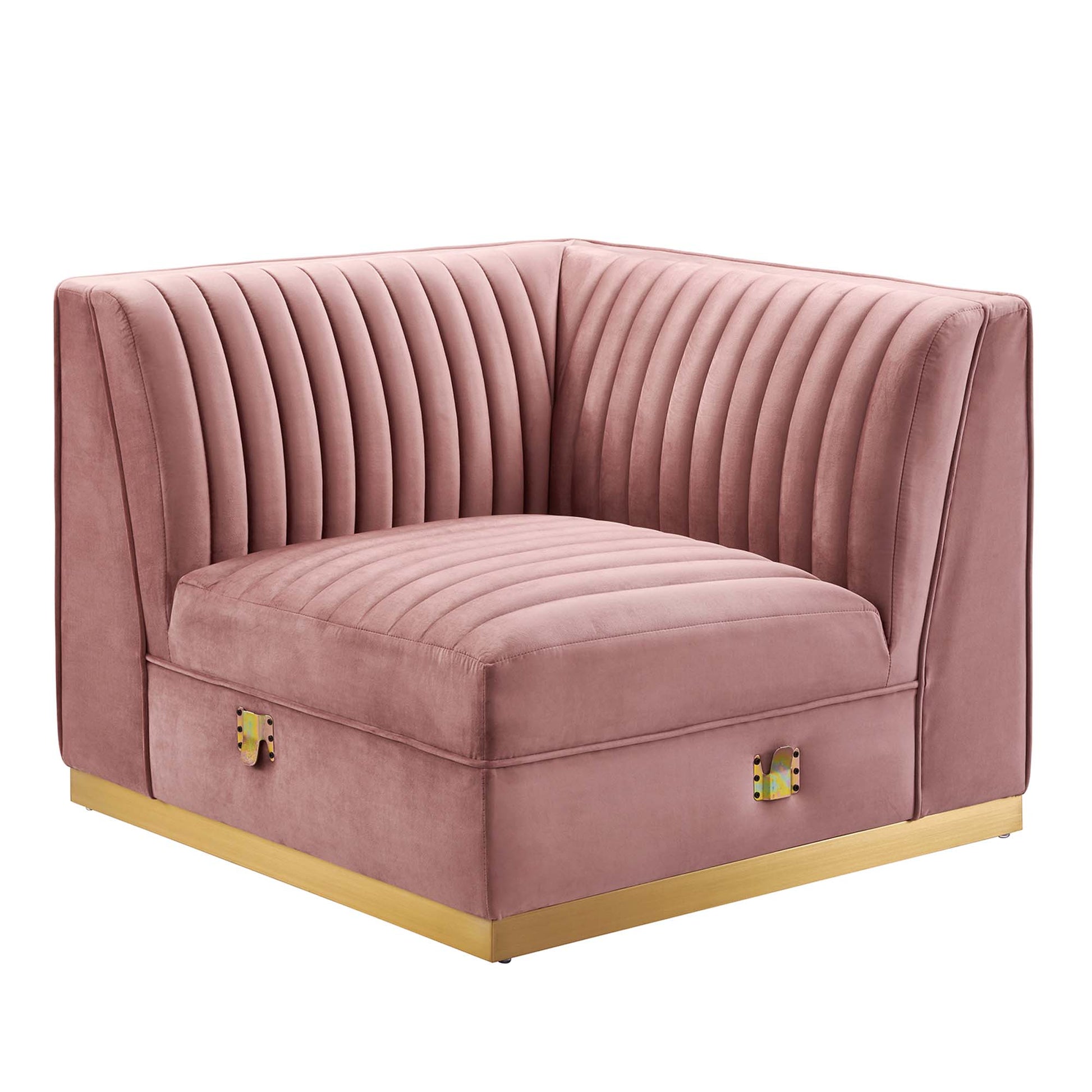 Sanguine Channel Tufted Performance Velvet Modular Sectional Sofa Left Corner Chair - Navy Blue