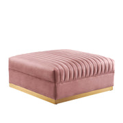 Sanguine Channel Tufted Performance Velvet Modular Sectional Sofa Ottoman - Dusty Rose