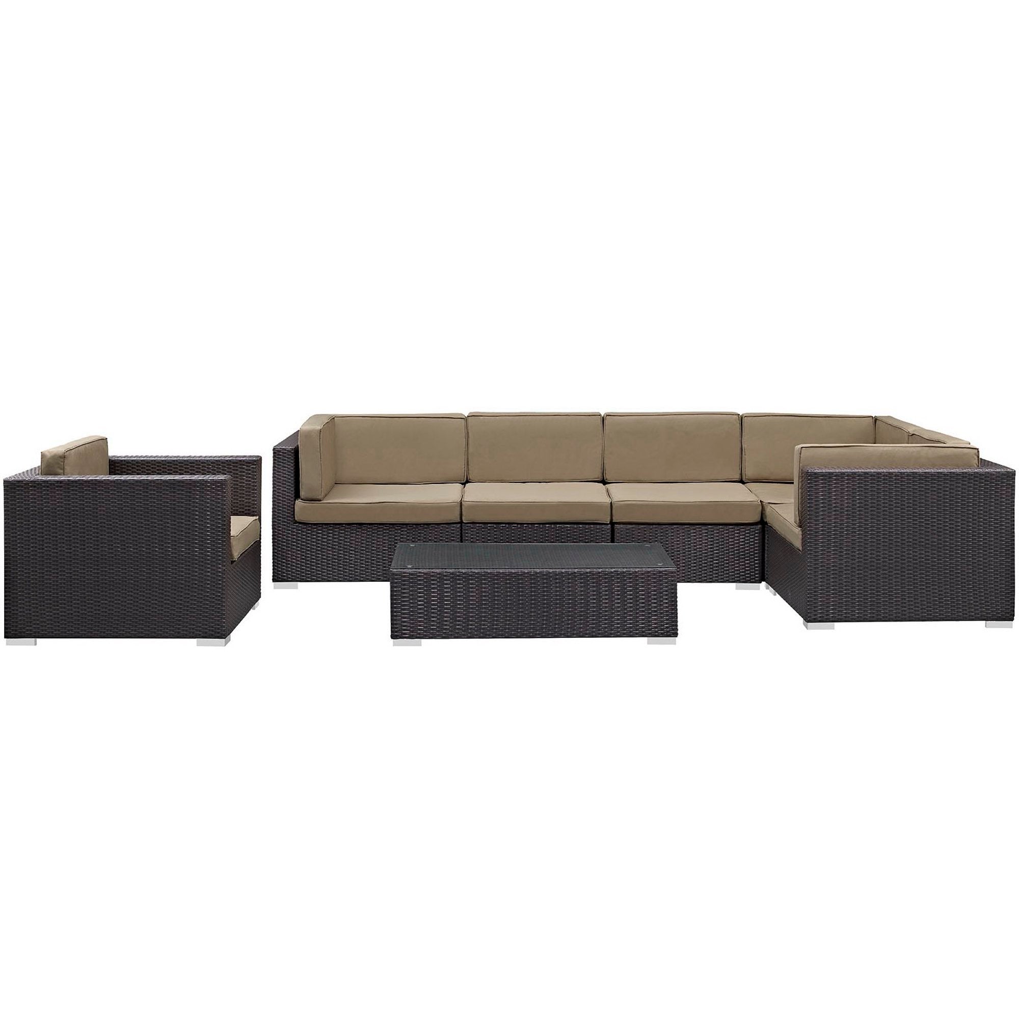 Corona 7 Piece Outdoor Patio Sectional Set - Espresso White