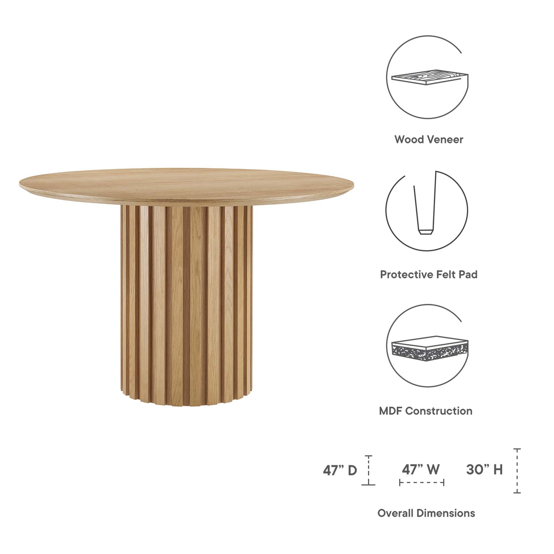 Senja 47" Round Dining Table - Walnut