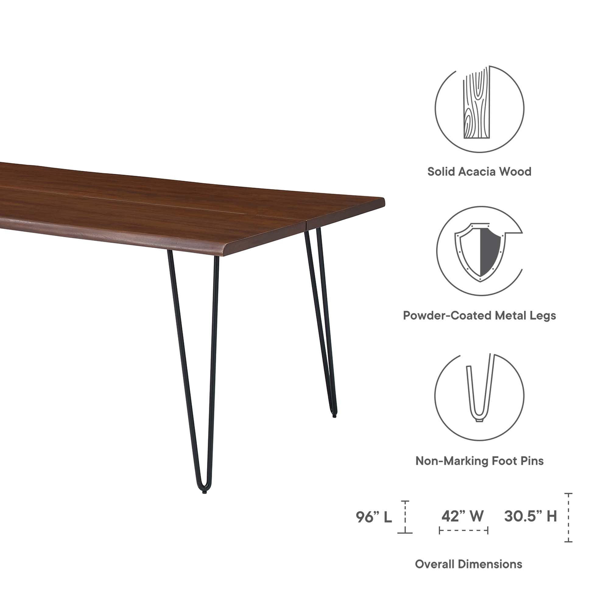 Ardor 96" Live Edge Acacia Wood Acacia Wood Dining Table - Gold Walnut