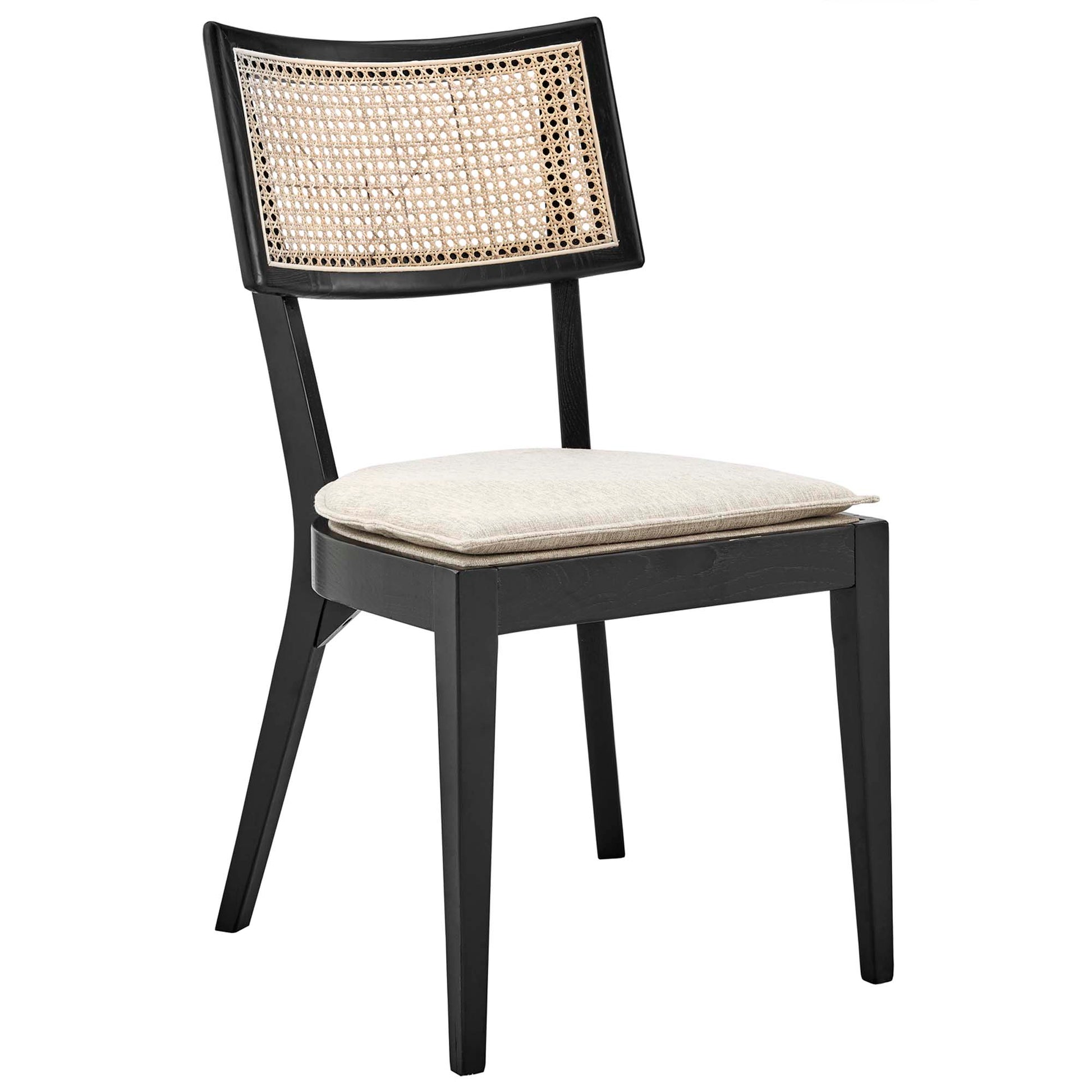 Caledonia Fabric Upholstered Wood Dining Chair Set of 2 - Black White