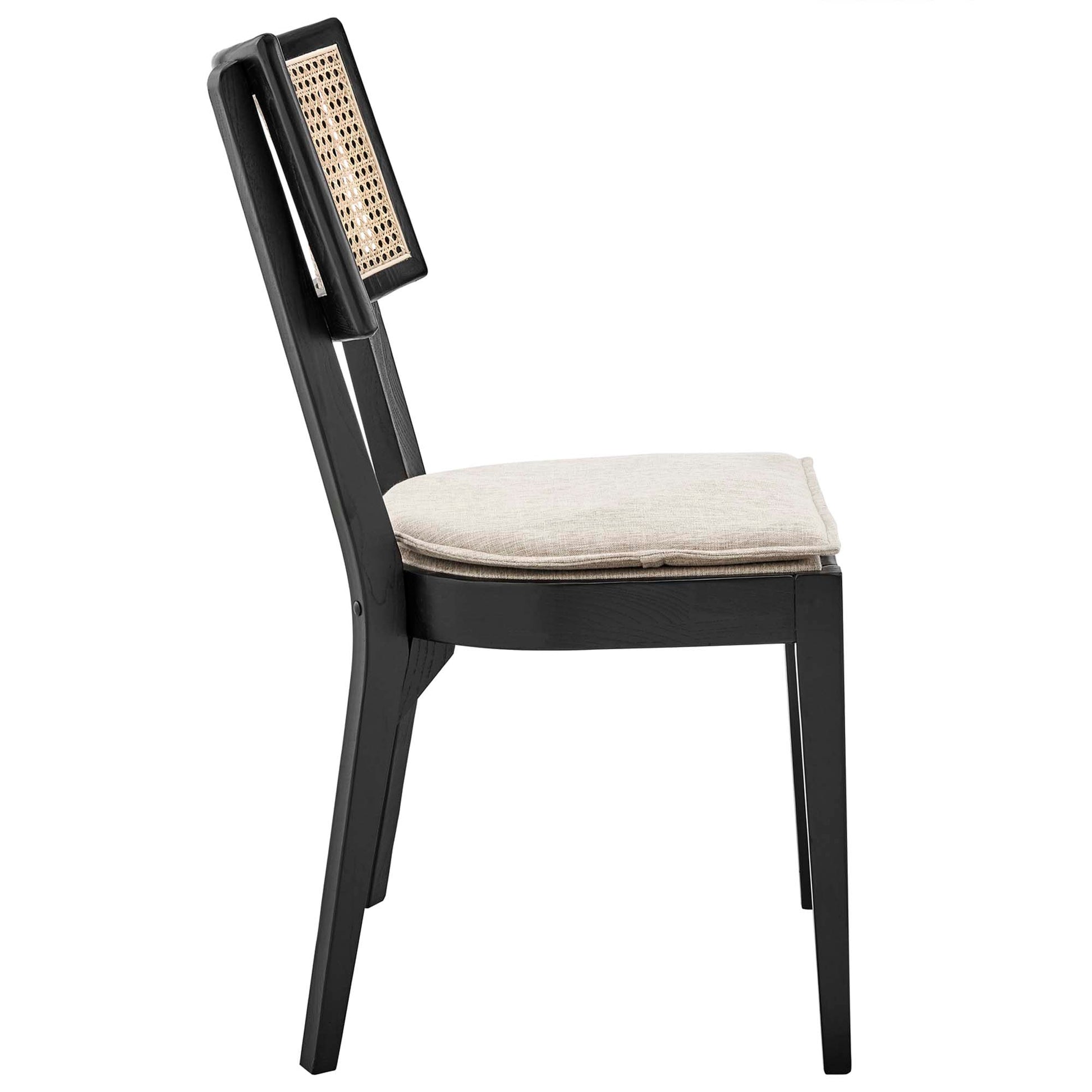 Caledonia Fabric Upholstered Wood Dining Chair Set of 2 - Gray Beige