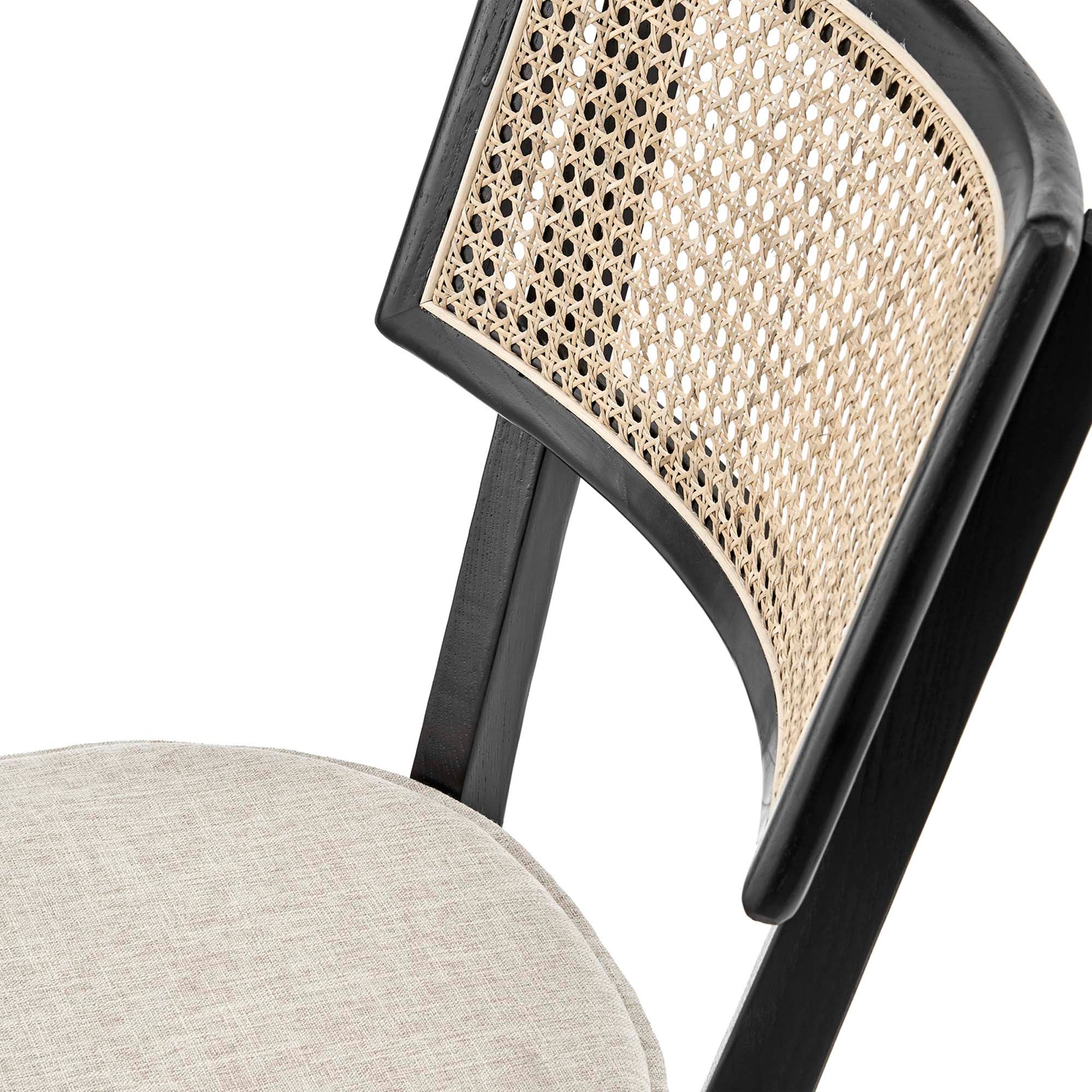 Caledonia Fabric Upholstered Wood Dining Chair Set of 2 - Walnut Beige
