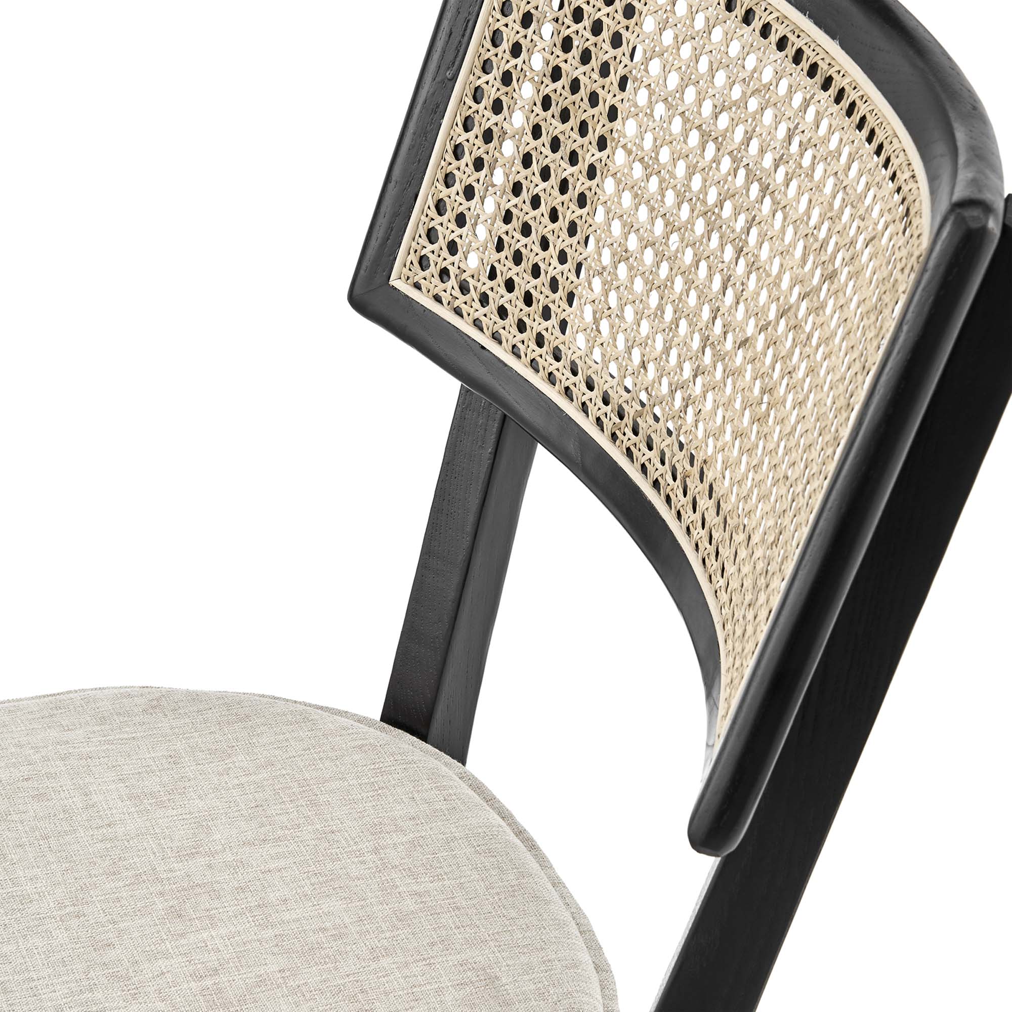 Caledonia Fabric Upholstered Wood Dining Chair Set of 2 - Walnut Beige