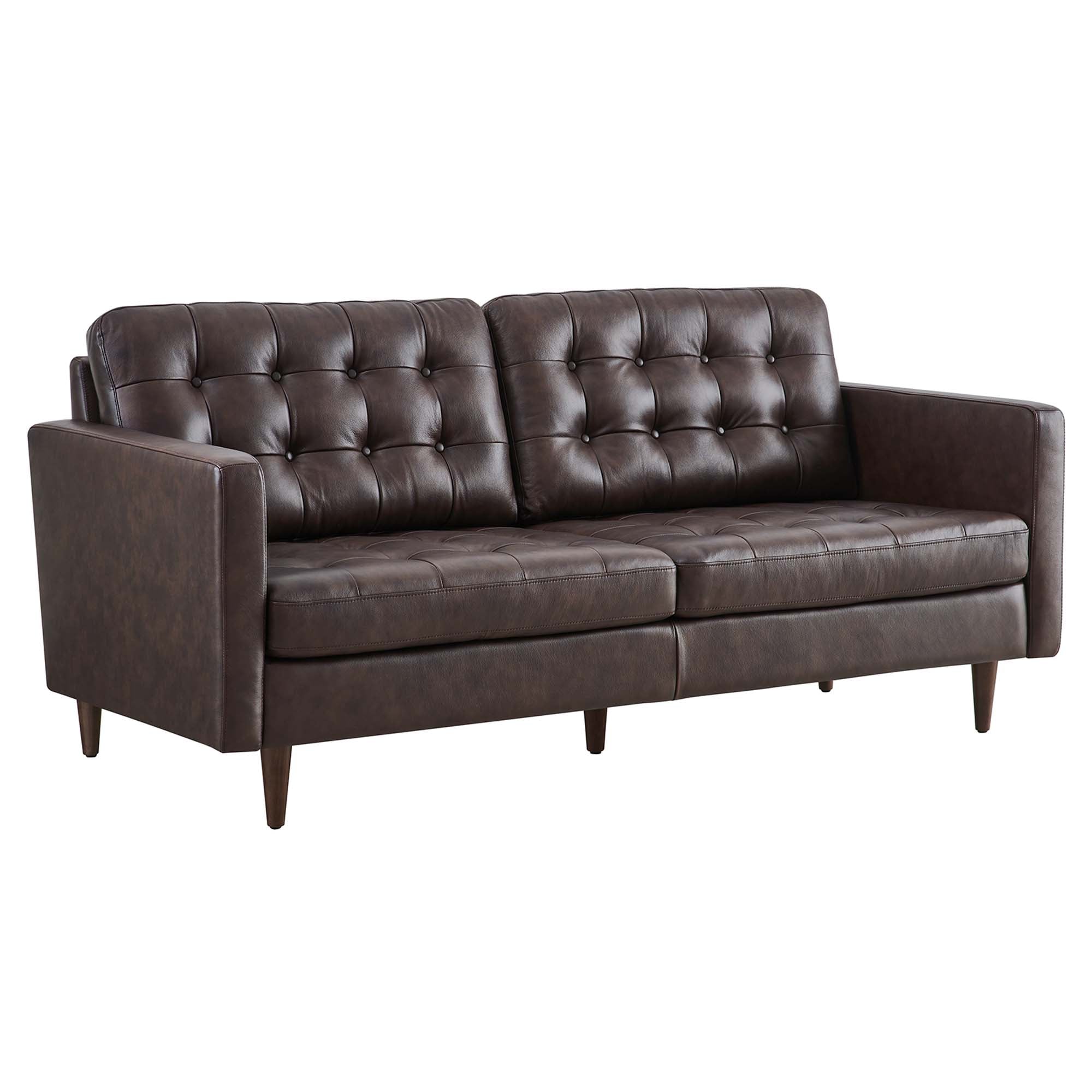 Exalt Tufted Leather Sofa - Brown