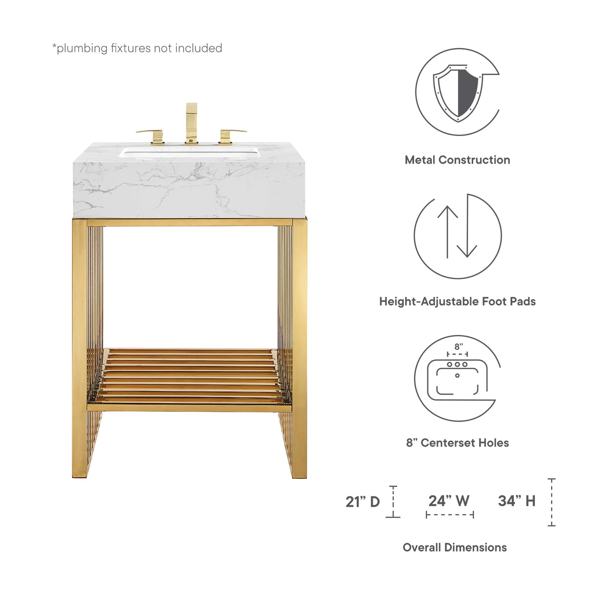 Gridiron Bathroom Vanity Basin Included - White Silver
