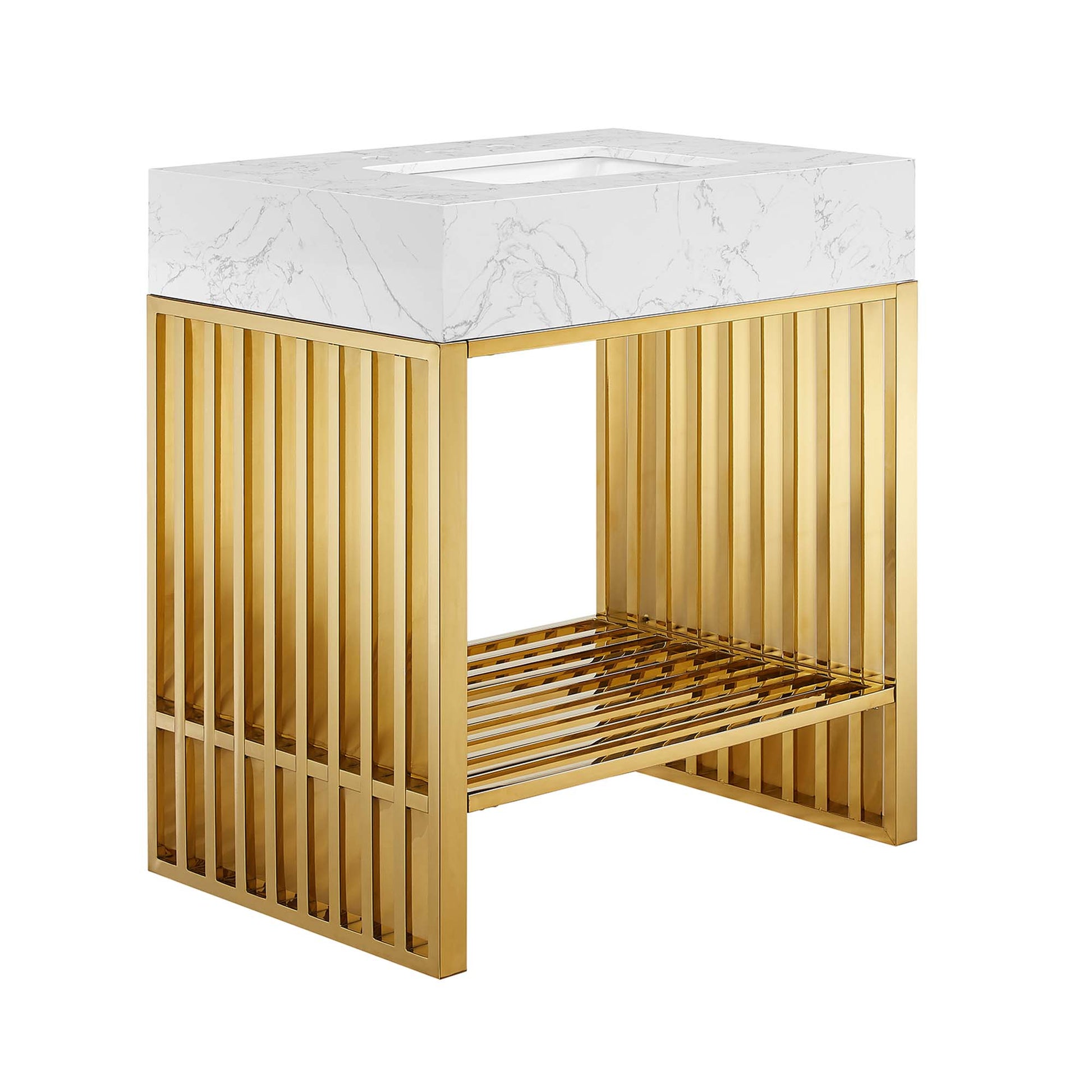 Gridiron 30" Bathroom Vanity - White Gold
