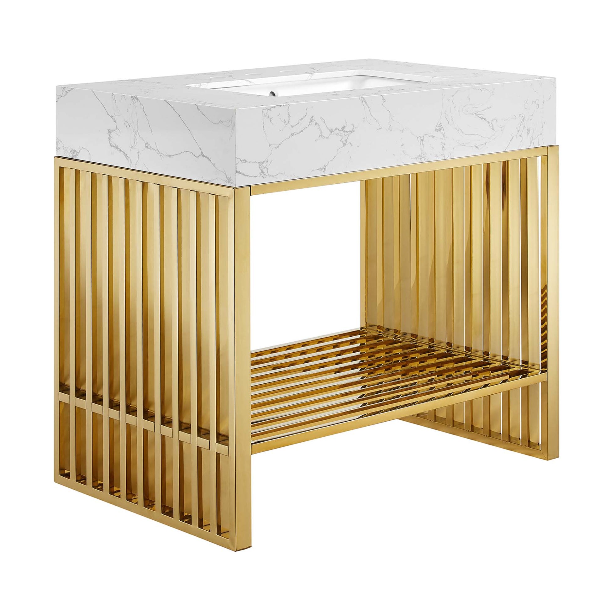 Gridiron 36" Bathroom Vanity - White Gold