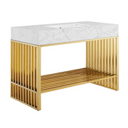 Gridiron 48" Bathroom Vanity - White Gold