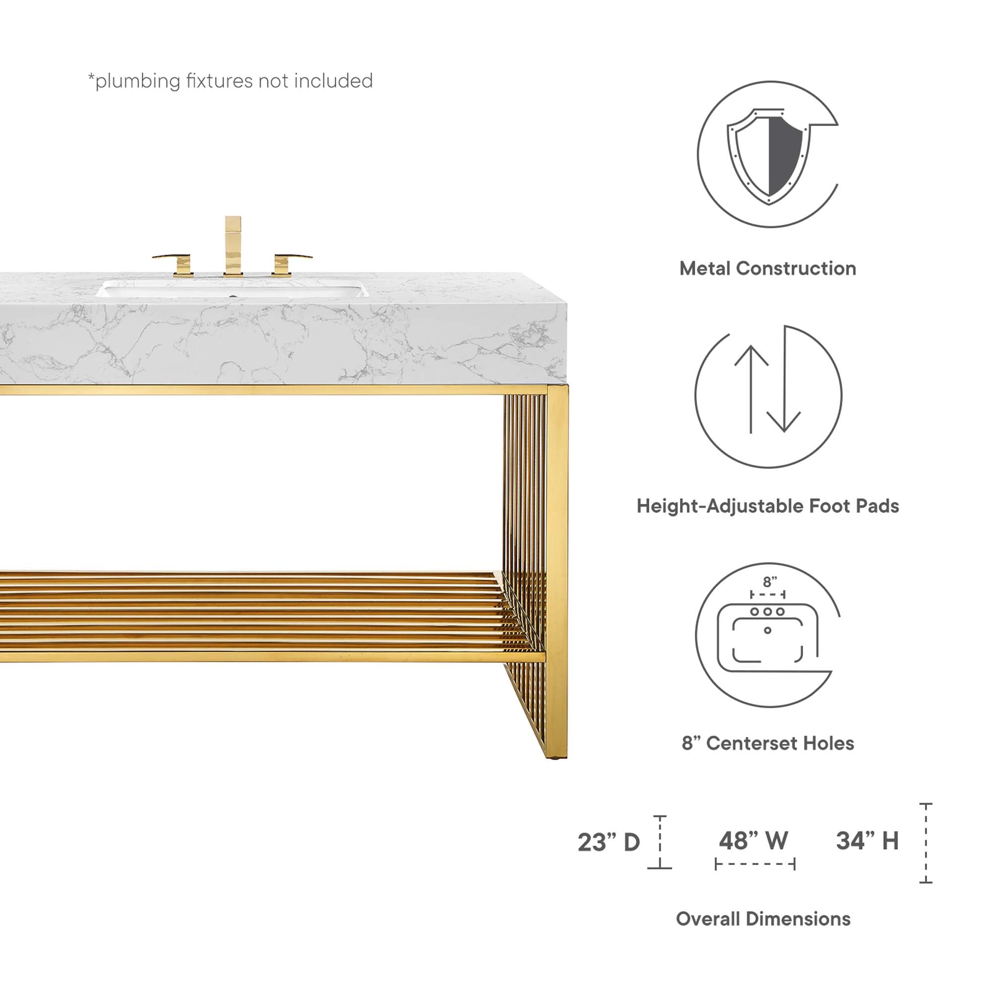 Gridiron 48" Bathroom Vanity - White Silver