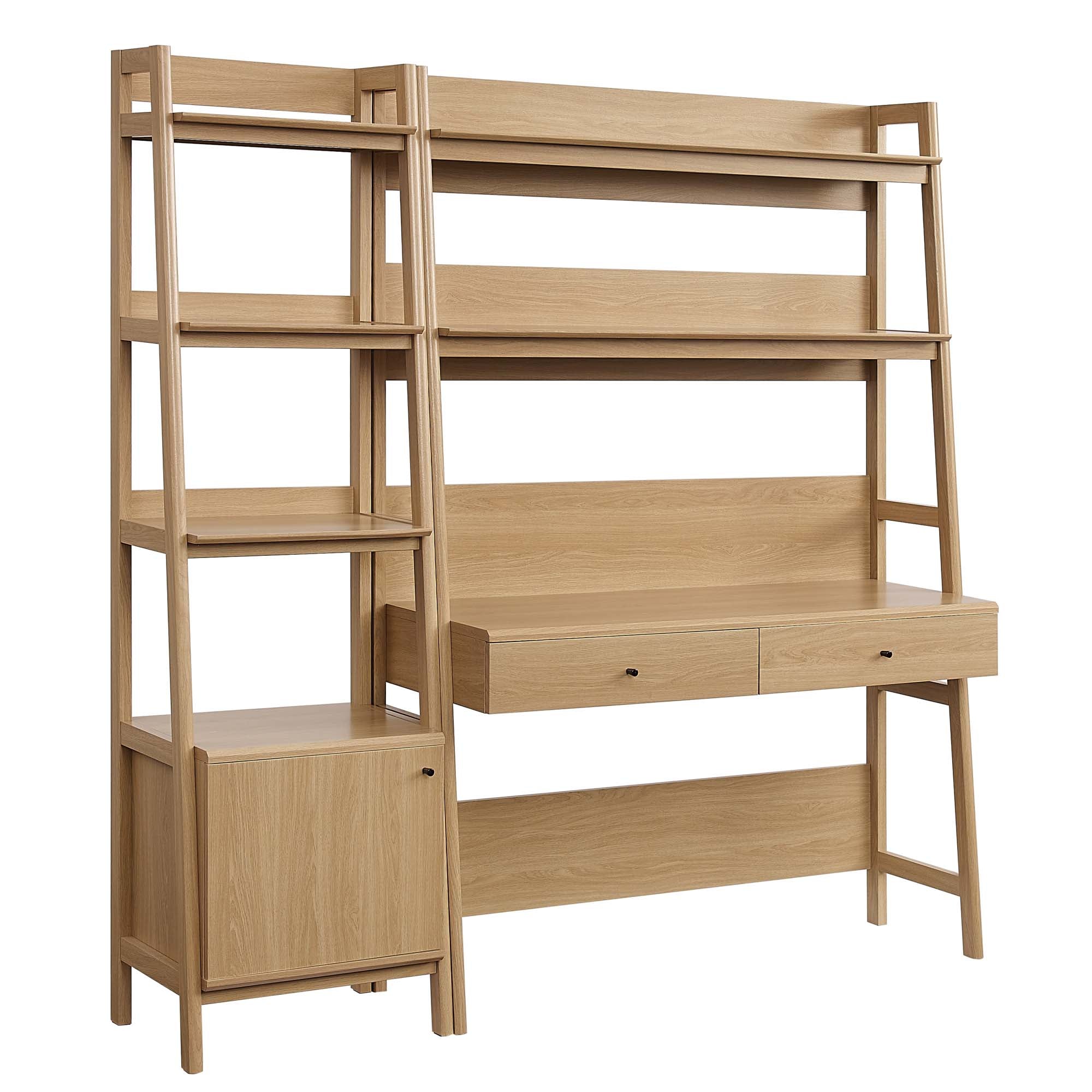 Bixby 2-Piece Wood Office Desk and Bookshelf - Oak