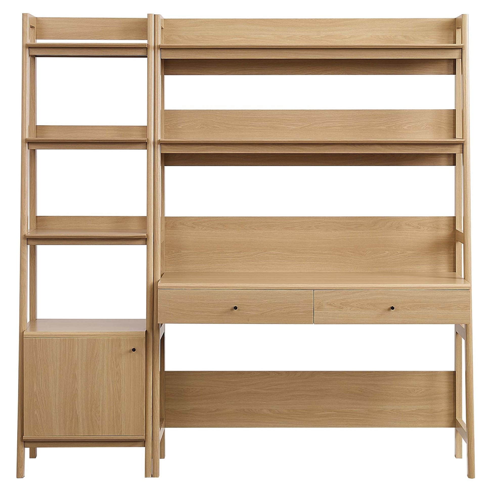 Bixby 2-Piece Wood Office Desk and Bookshelf - Walnut