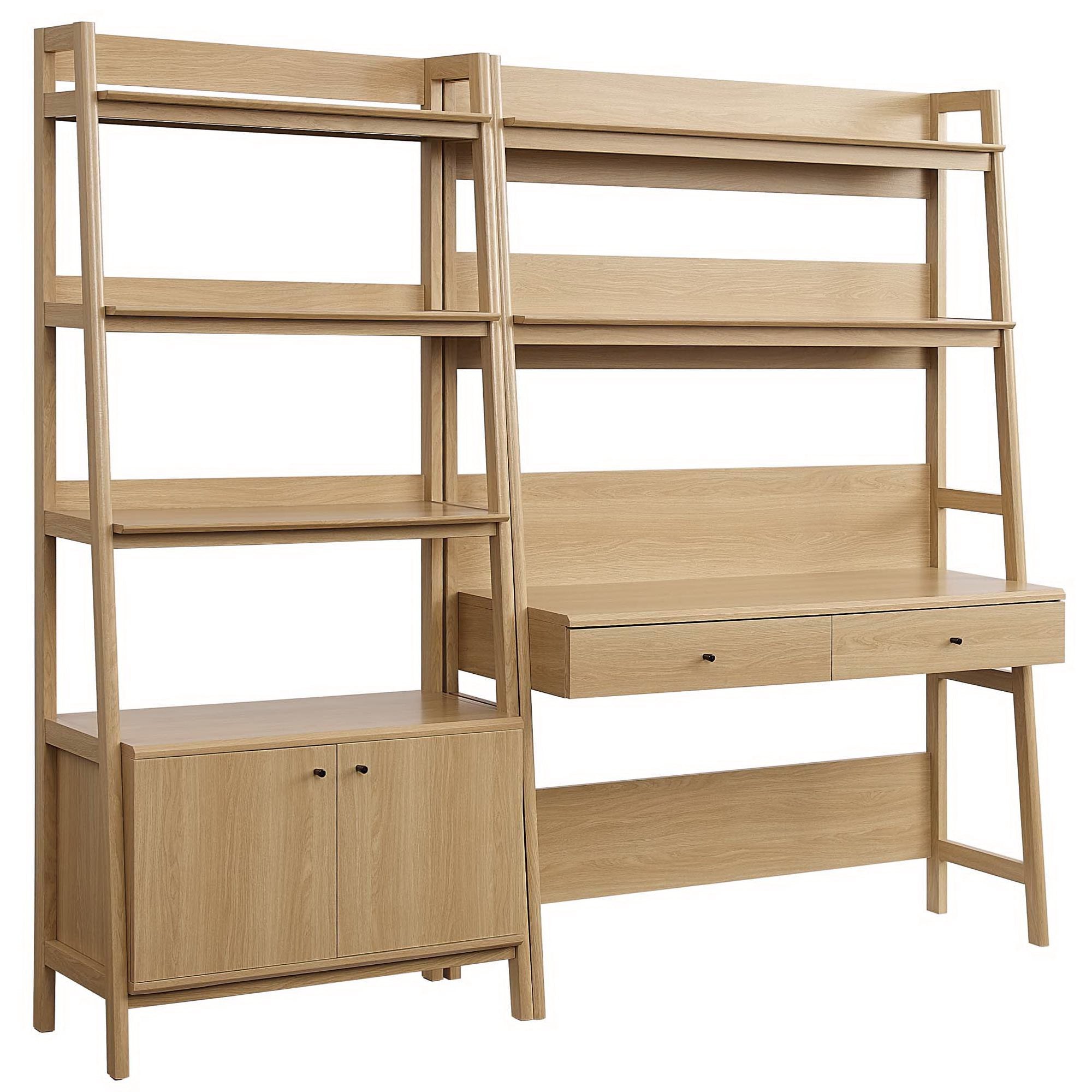 Bixby 2-Piece Wood Office Desk and Bookshelf - Oak