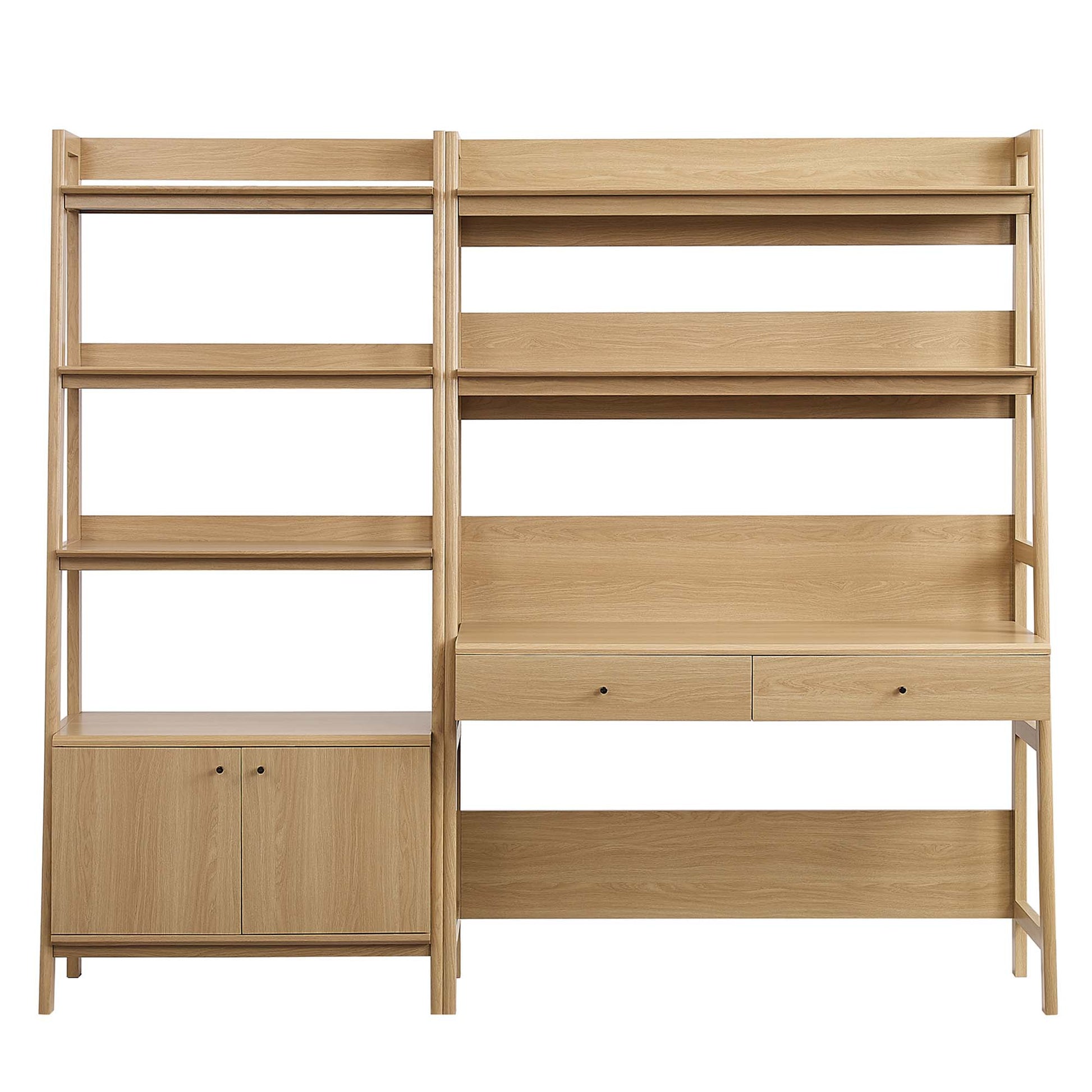 Bixby 2-Piece Wood Office Desk and Bookshelf - Walnut