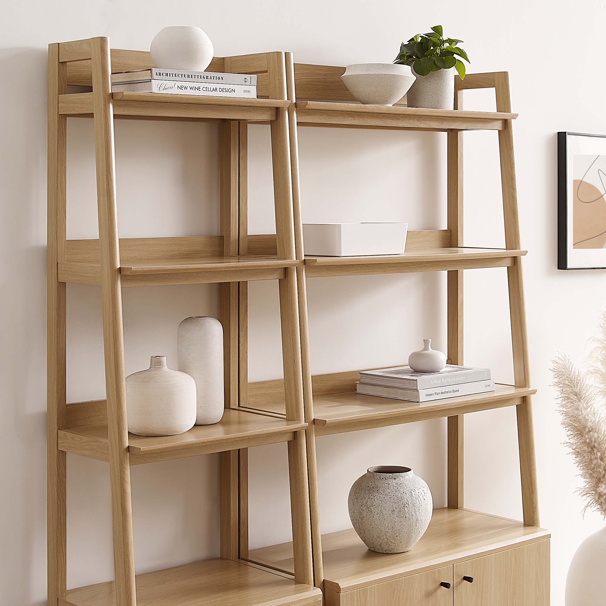 Bixby Wood Bookshelves - Set of 2 - Walnut White