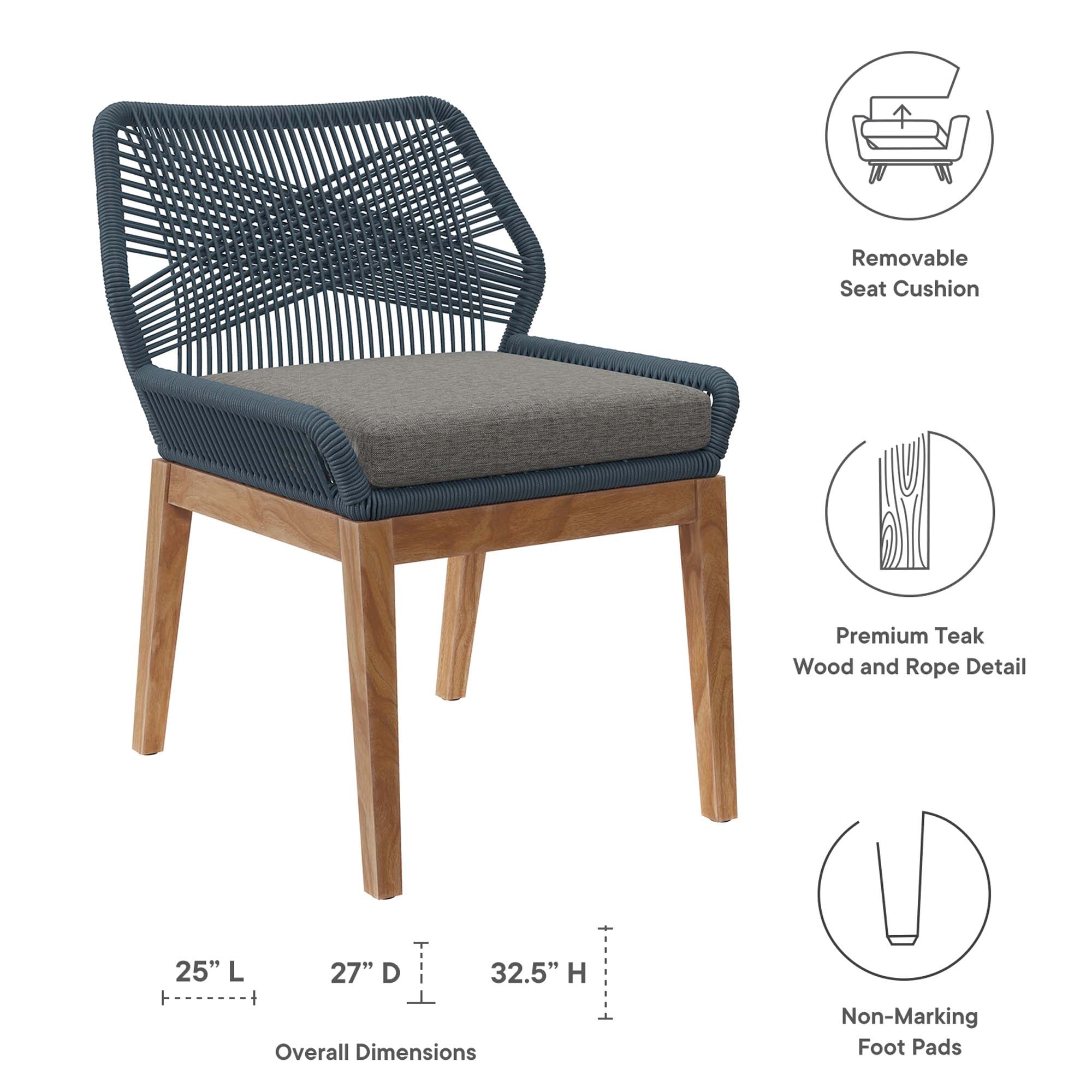 Wellspring 5-Piece Outdoor Patio Teak Wood Dining Set - Light Gray Greige