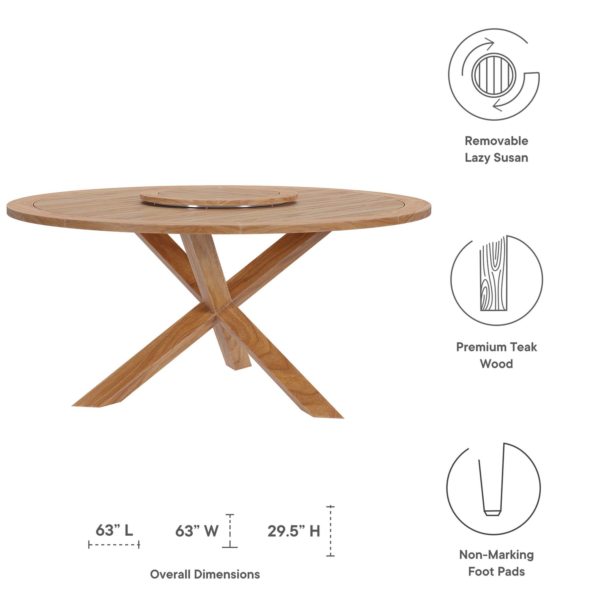 Wellspring 5-Piece Outdoor Patio Teak Wood Dining Set - Gray Graphite