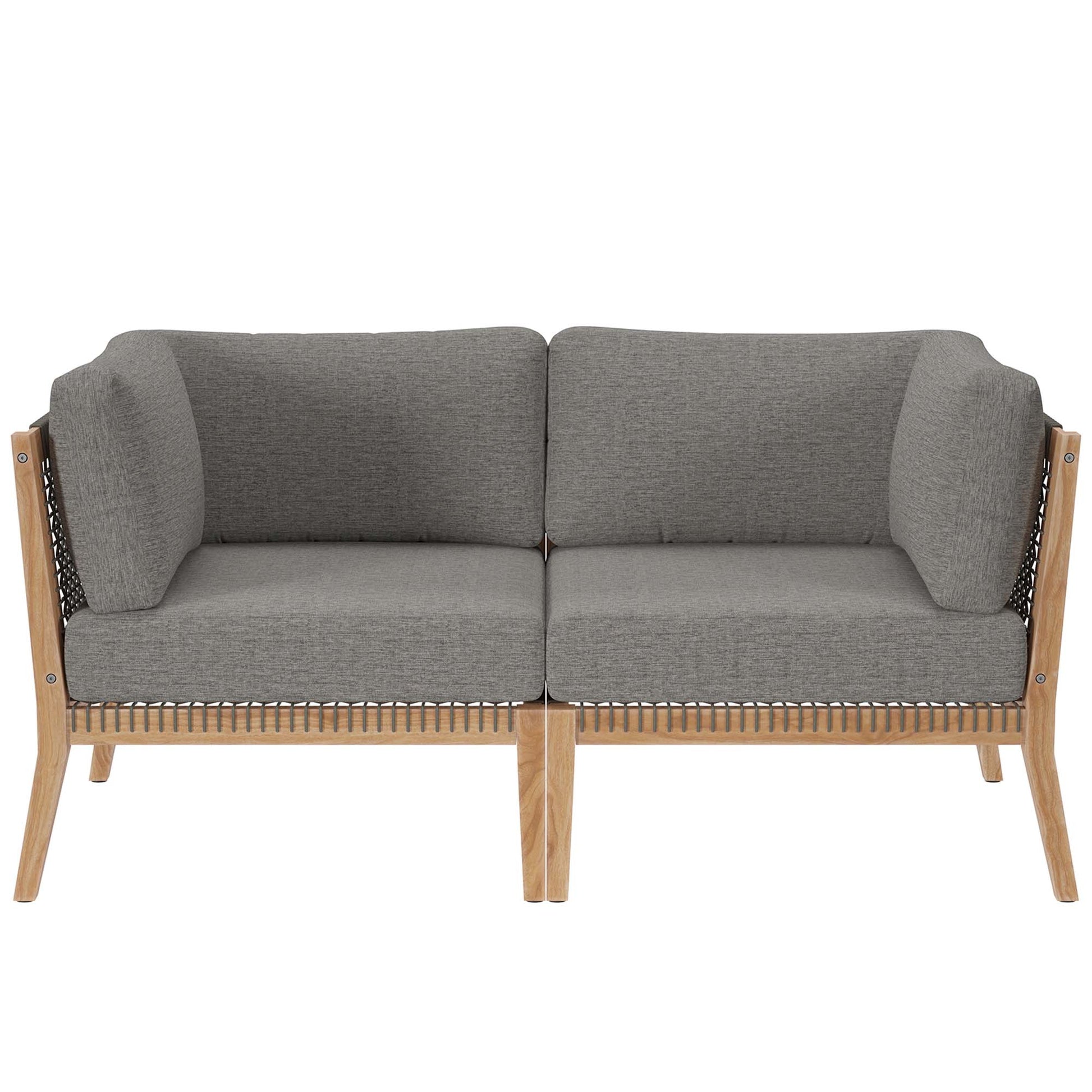 Clearwater Outdoor Patio Teak Wood Loveseat - Gray Graphite