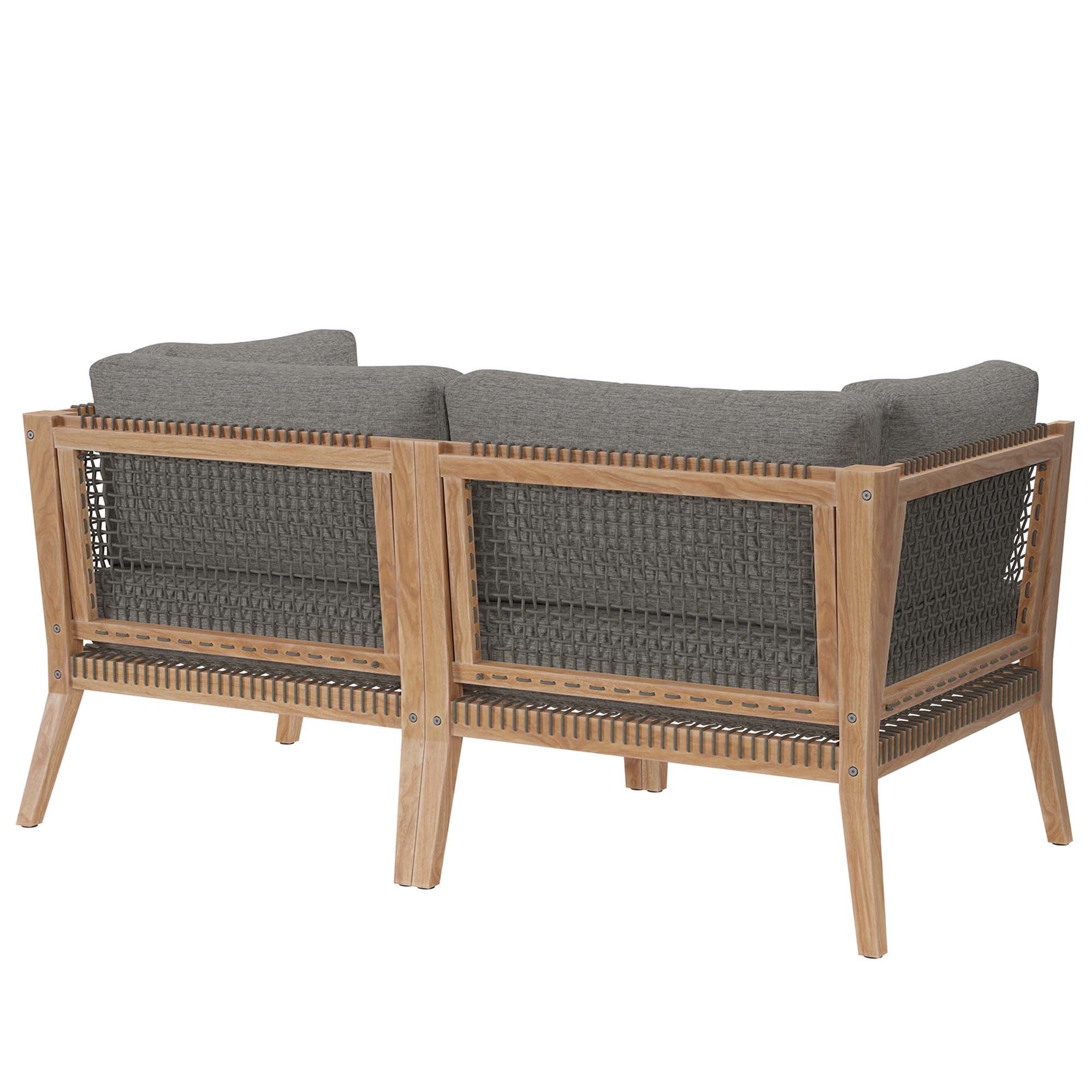Clearwater Outdoor Patio Teak Wood Loveseat - Gray Navy
