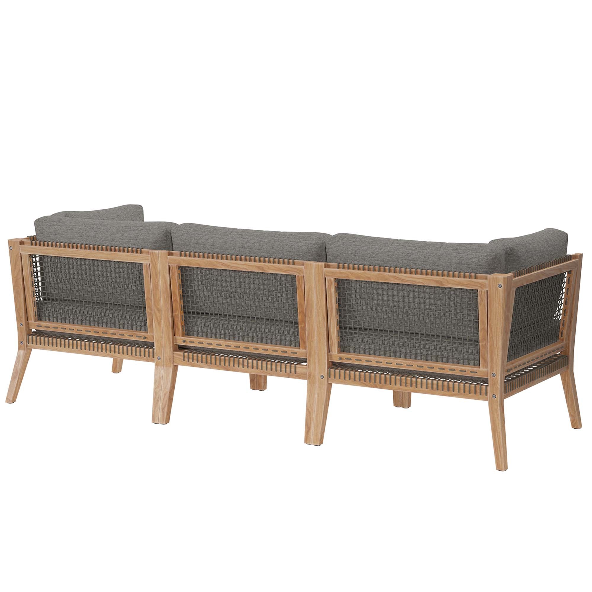 Clearwater Outdoor Patio Teak Wood Sofa - Gray Navy