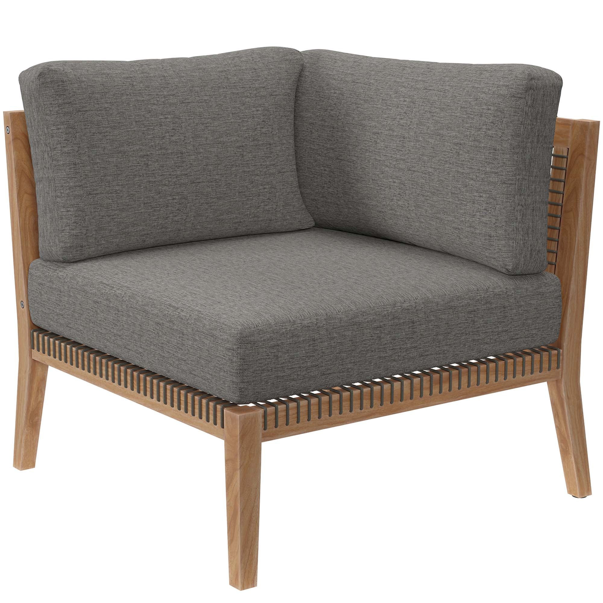 Clearwater Outdoor Patio Teak Wood Sofa - Gray White
