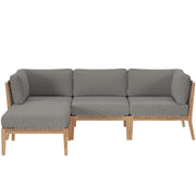 Clearwater Outdoor Patio Teak Wood 4-Piece Sectional Sofa - Gray Graphite