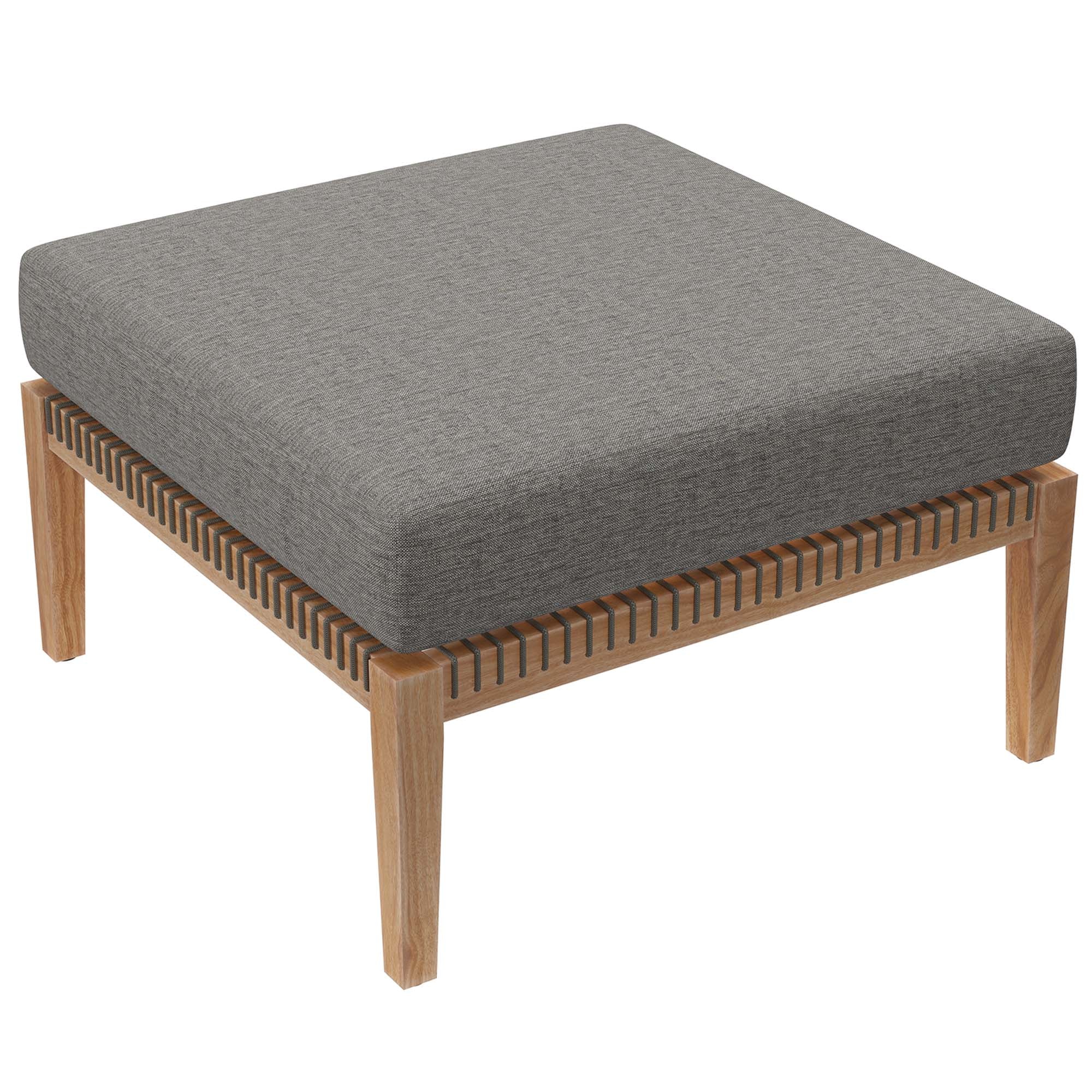 Clearwater Outdoor Patio Teak Wood 6-Piece Sectional Sofa - Gray White
