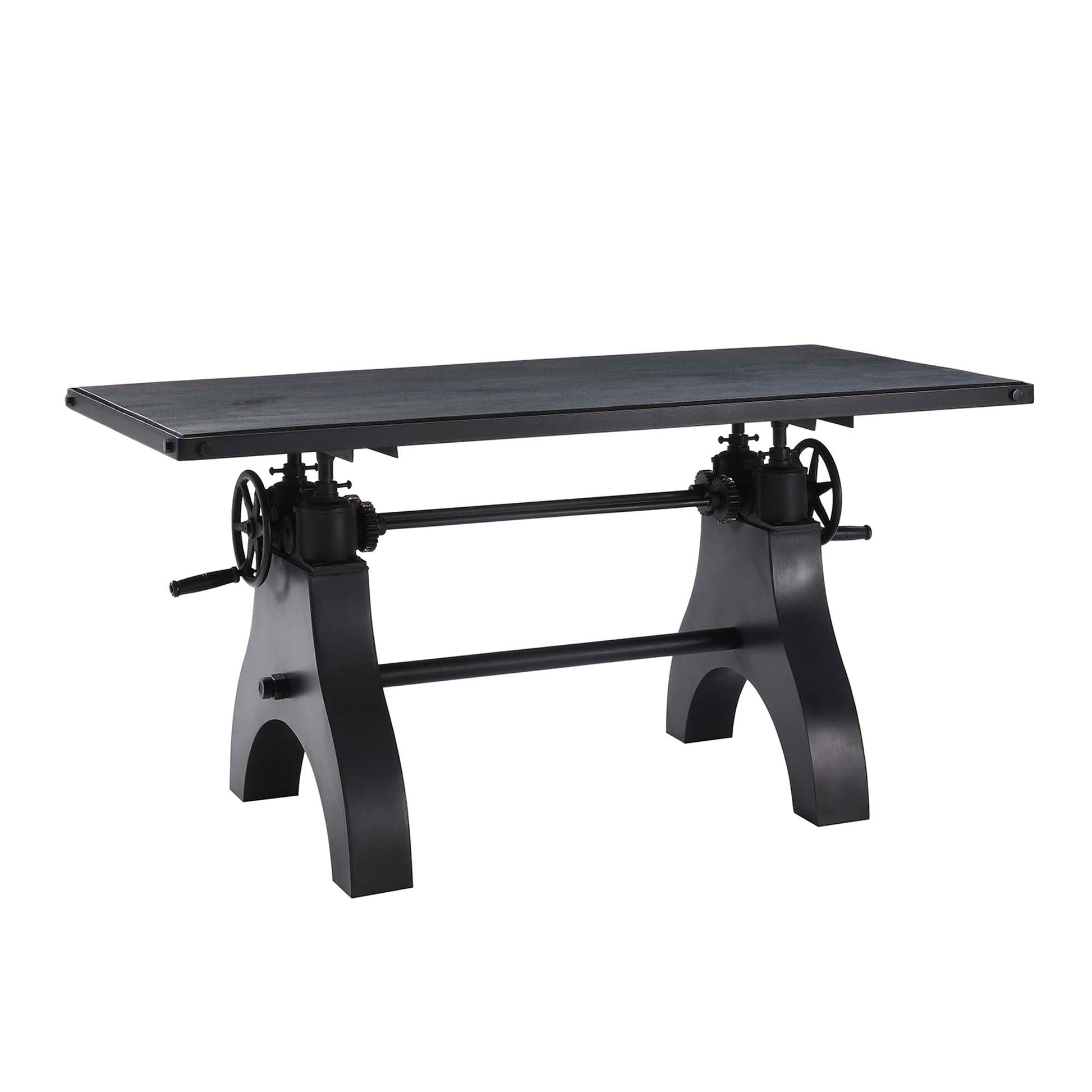 Genuine 60" Crank Adjustable Height Dining Table and Computer Desk - Black Black