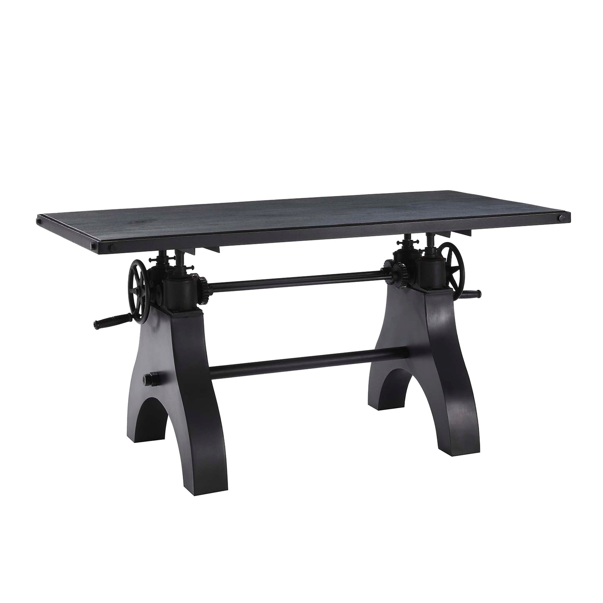 Genuine 60" Crank Adjustable Height Dining Table and Computer Desk - Black Black