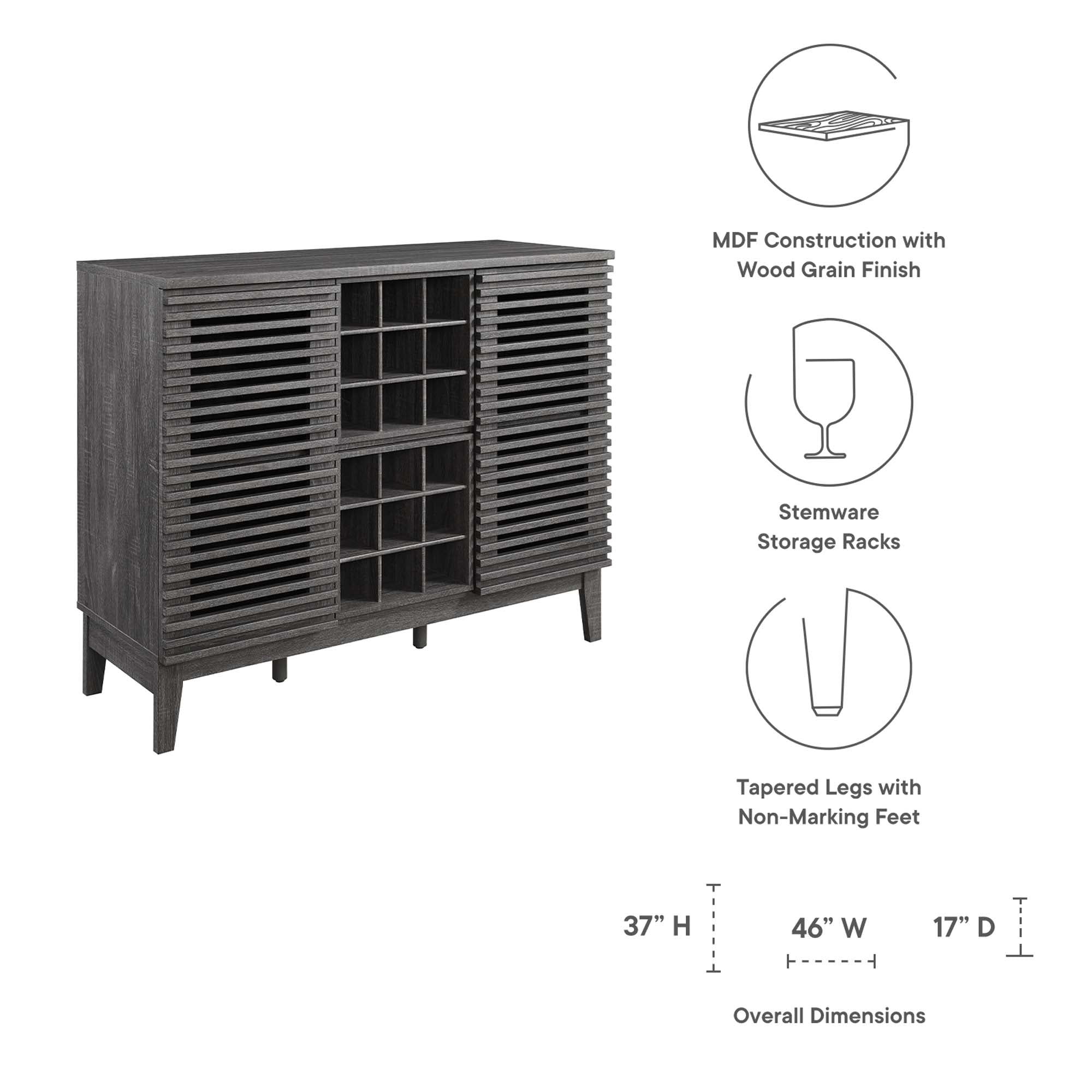 Render Bar Cabinet - Oak