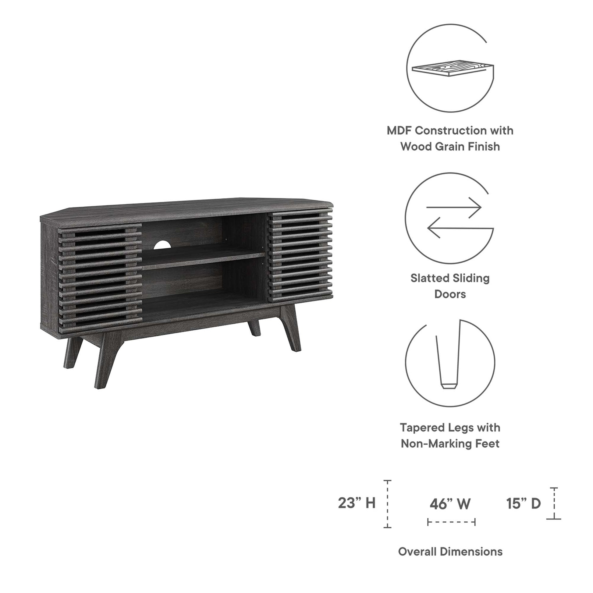 Render 46" Corner TV Stand - Oak