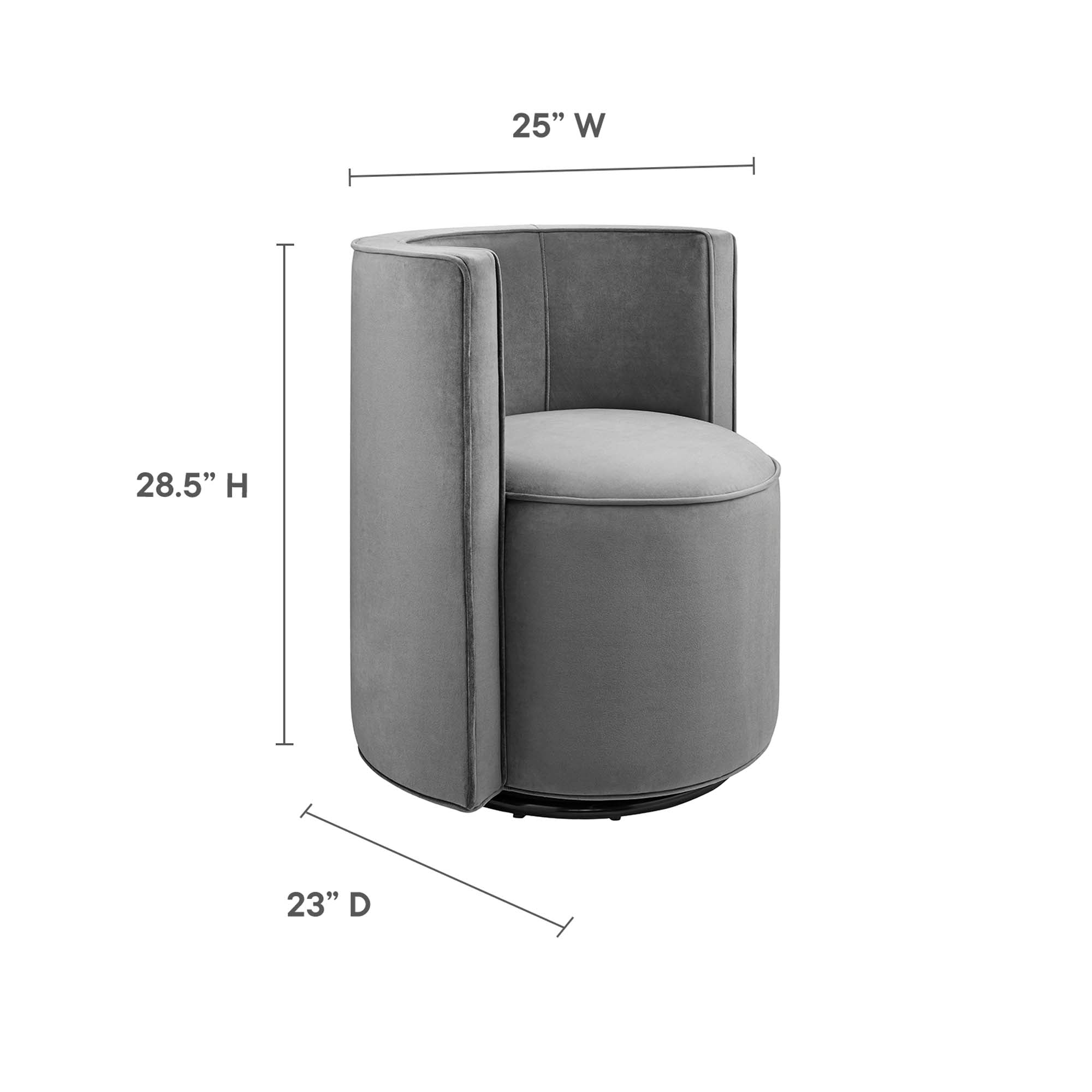 Della Performance Velvet Fabric Swivel Chair - Navy