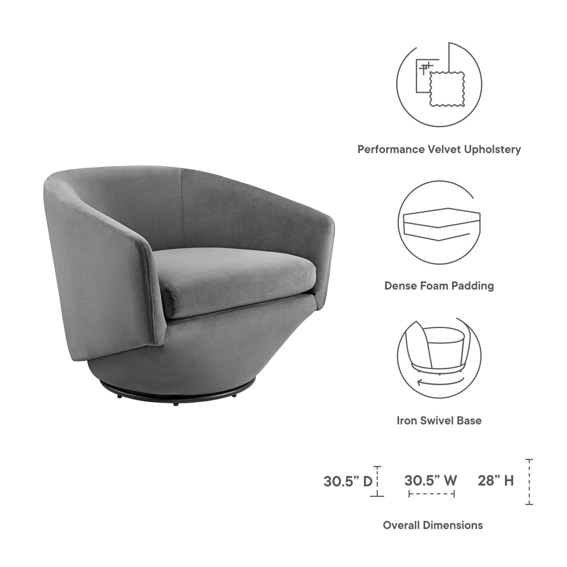 Series Performance Velvet Fabric Swivel Chair - Navy