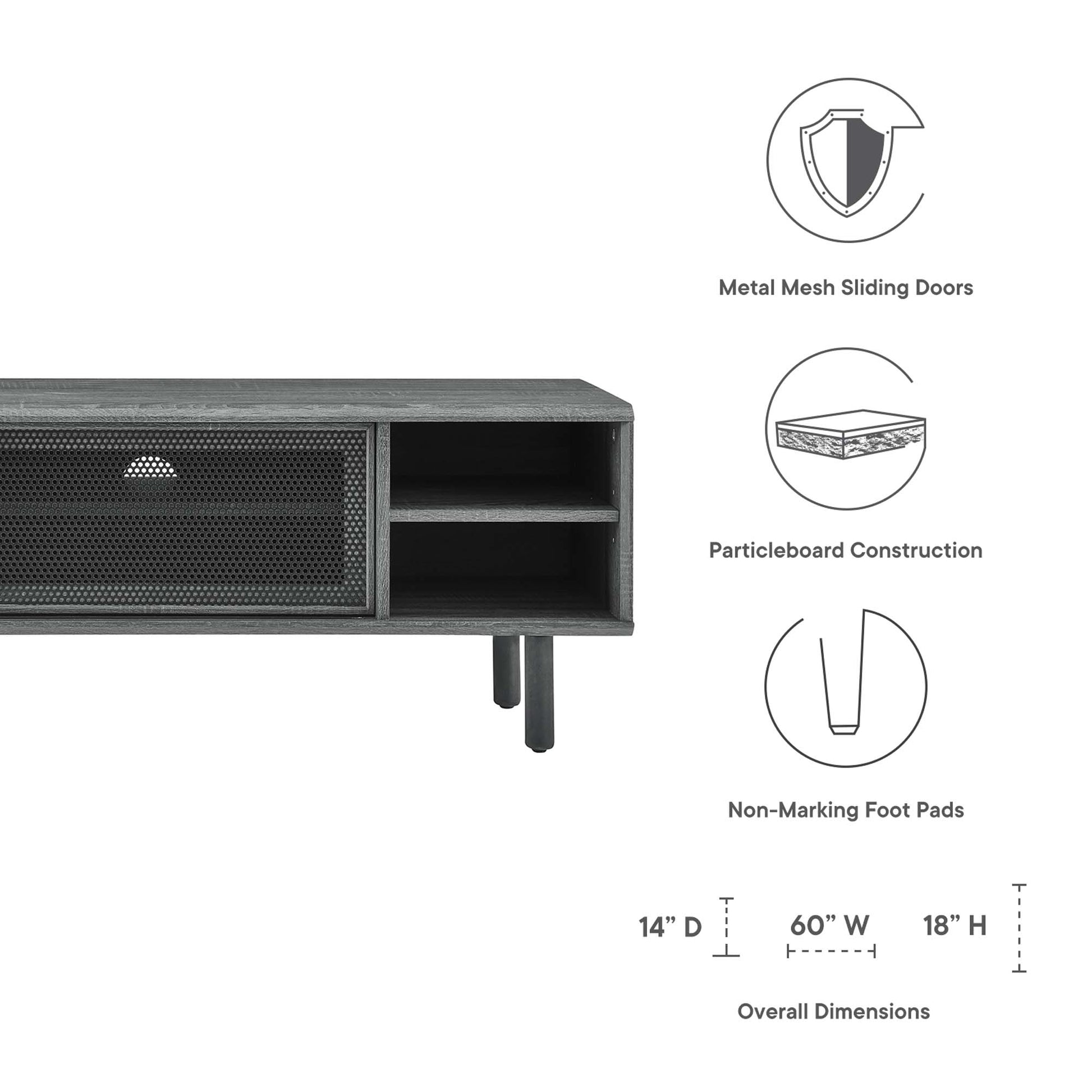 Kurtis 60" TV Stand - Oak