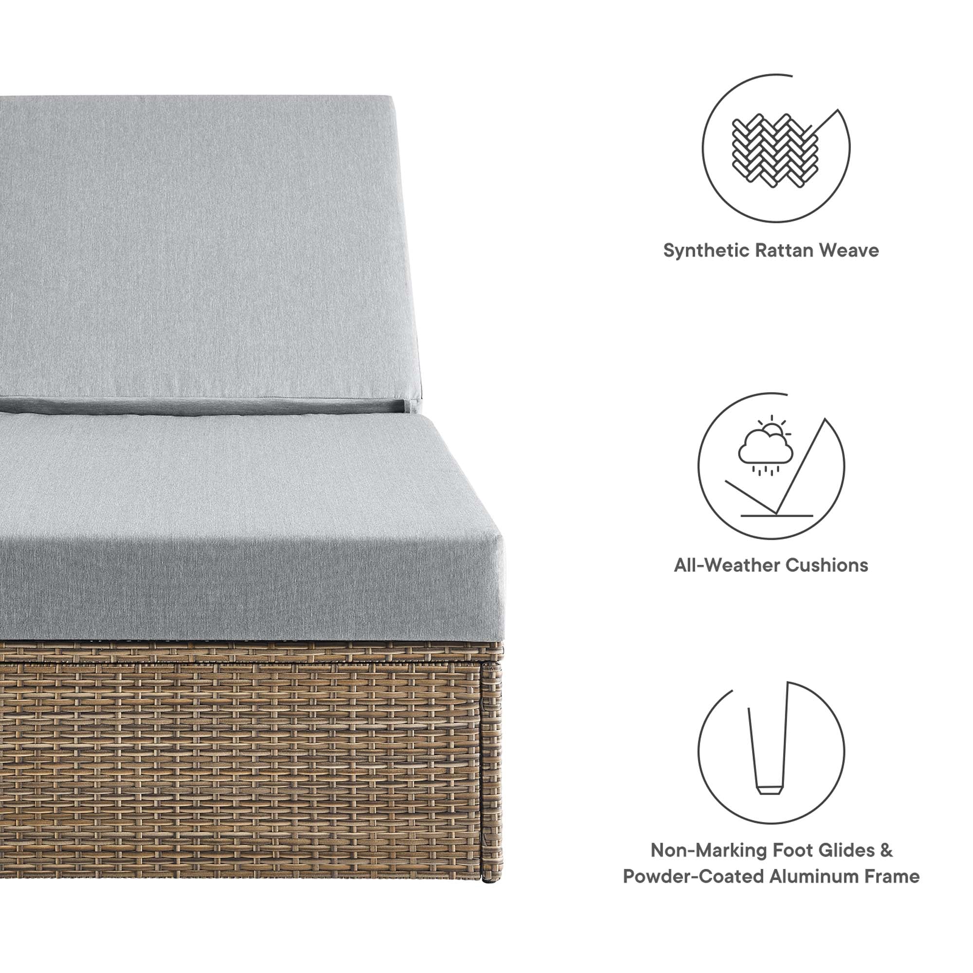 Convene Outdoor Patio Chaise Lounge Chair - Cappuccino White