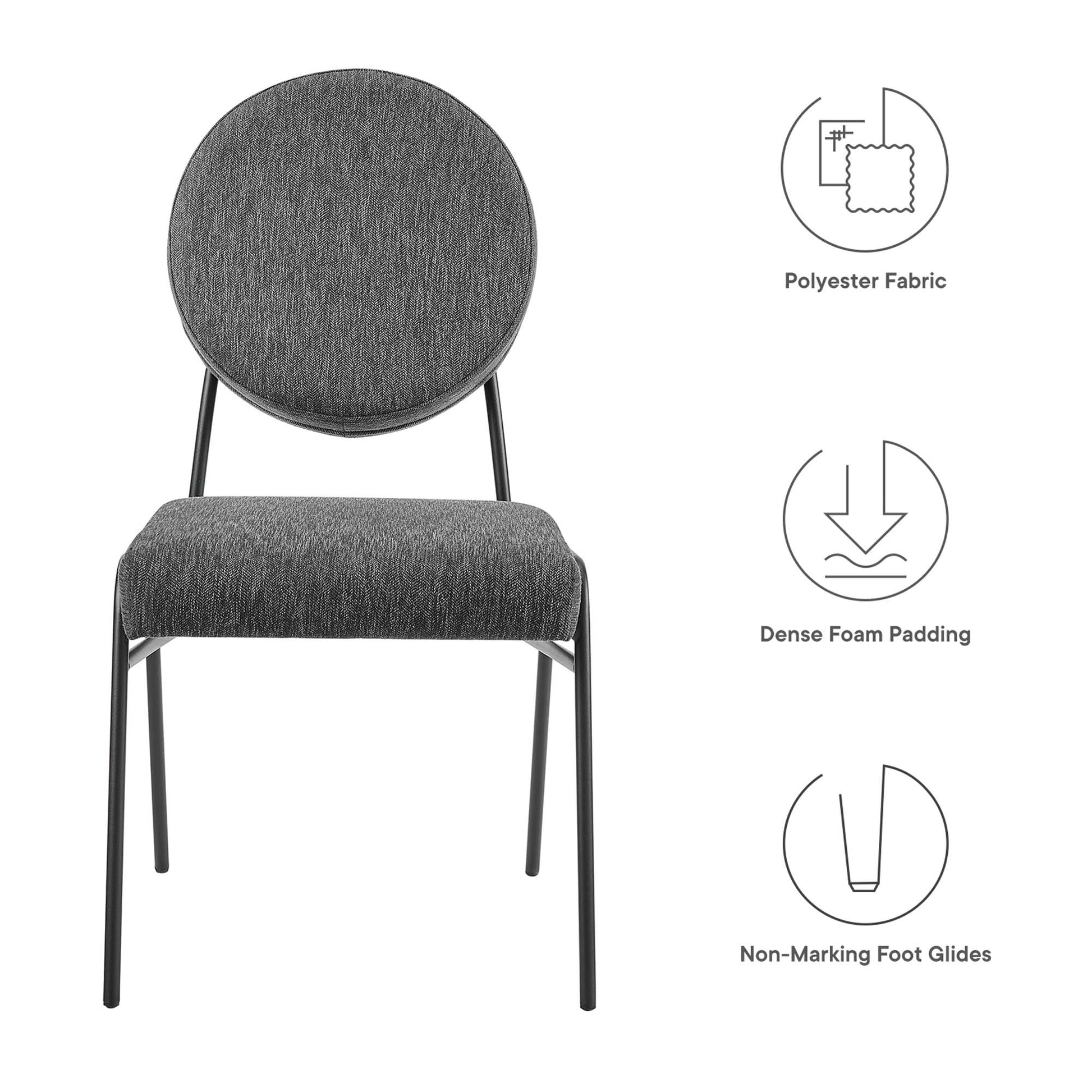 Craft Upholstered Fabric Dining Side Chairs - Black Light Gray