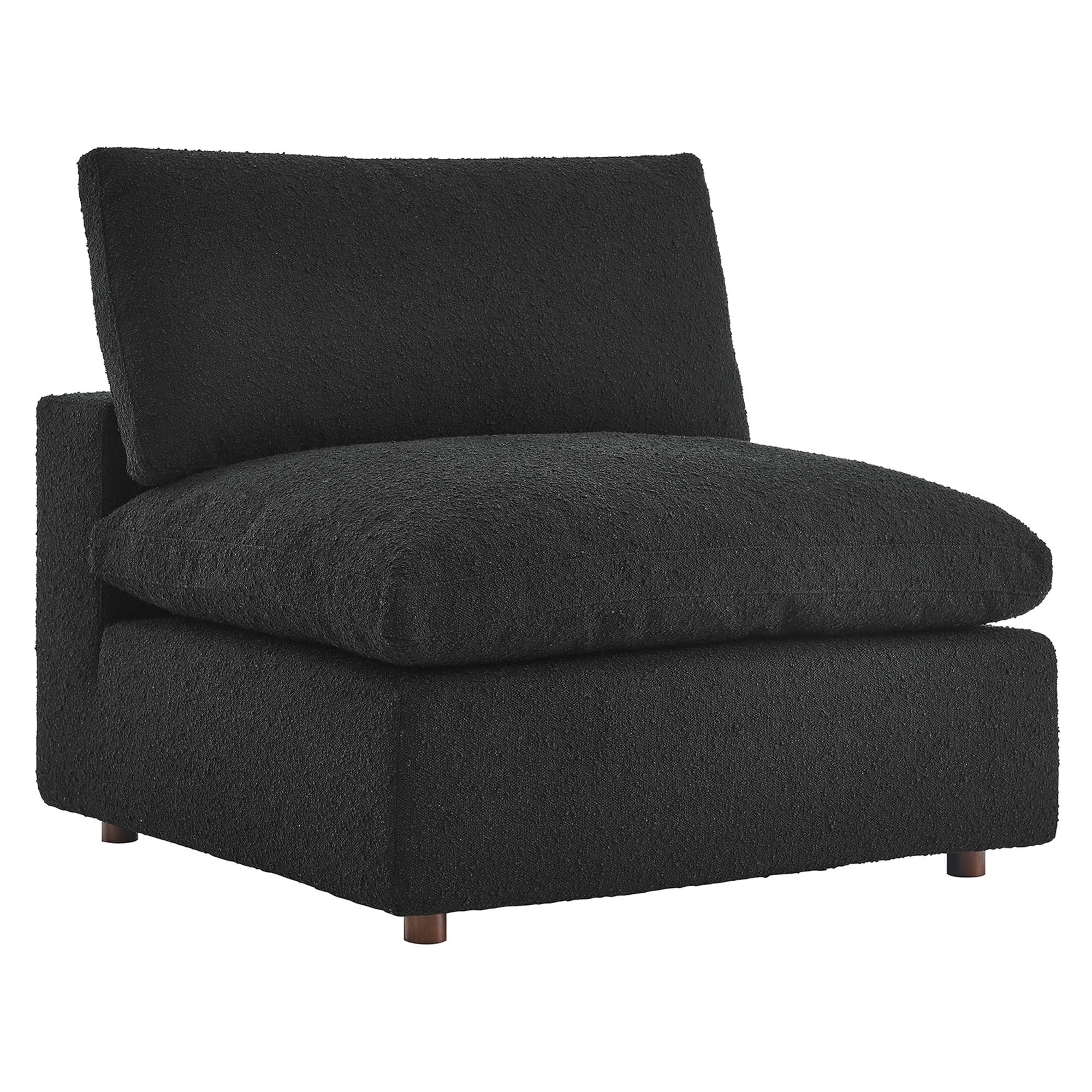 Commix Down Filled Overstuffed Boucle Fabric Armless Chair - Black