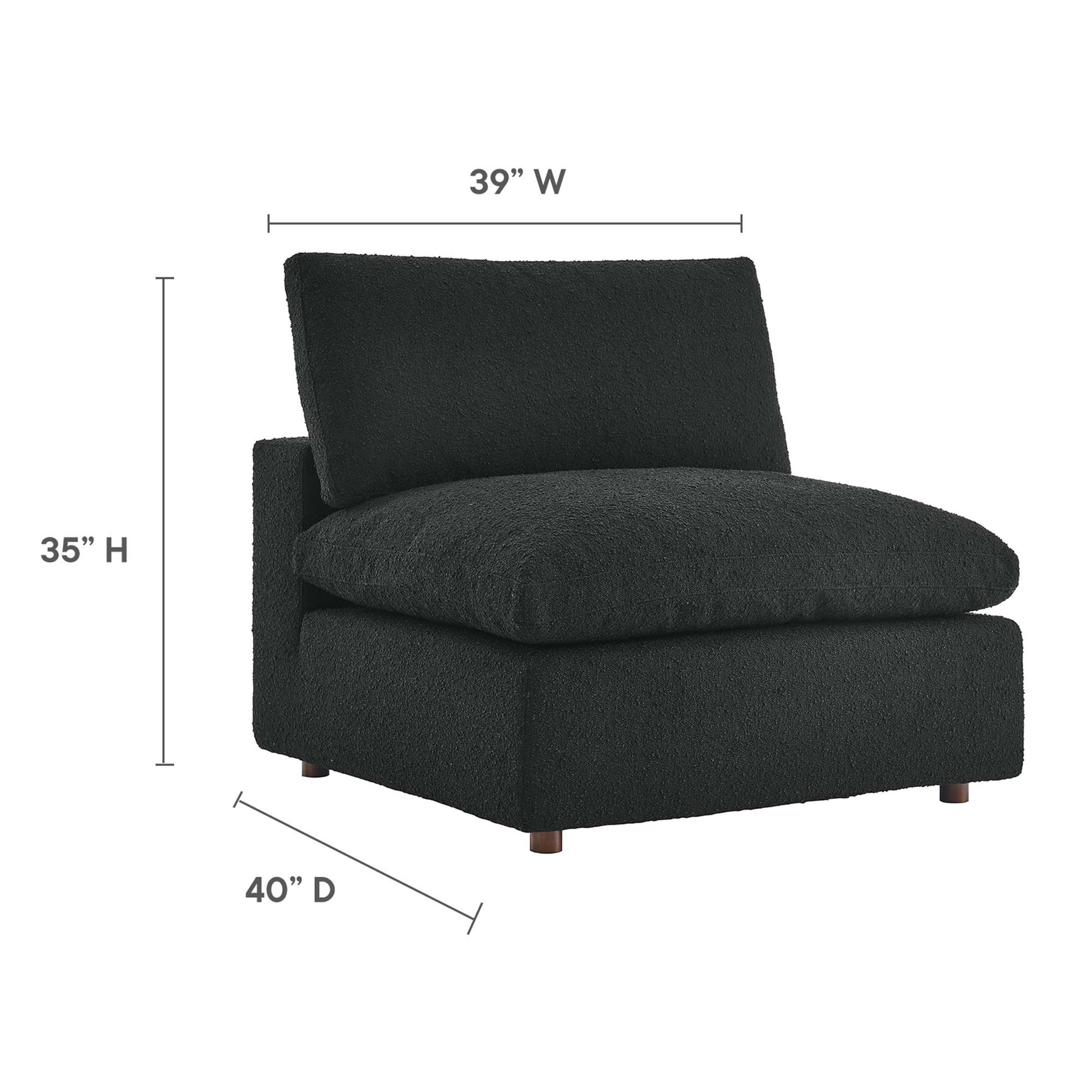 Commix Down Filled Overstuffed Boucle Fabric Armless Chair - Light Gray