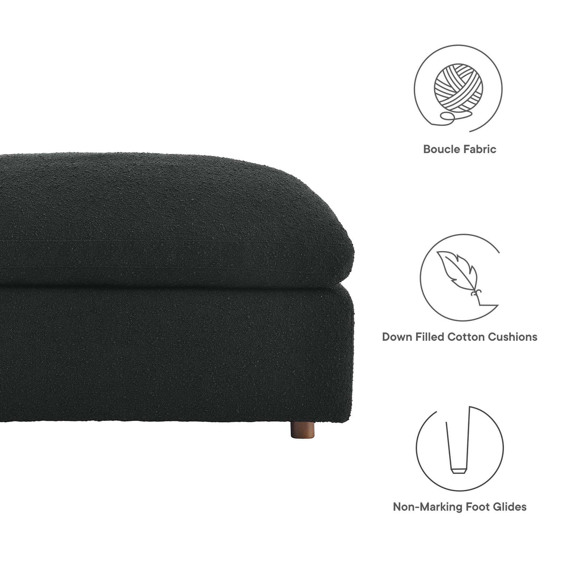 Commix Down Filled Overstuffed Boucle Fabric Ottoman - Ivory